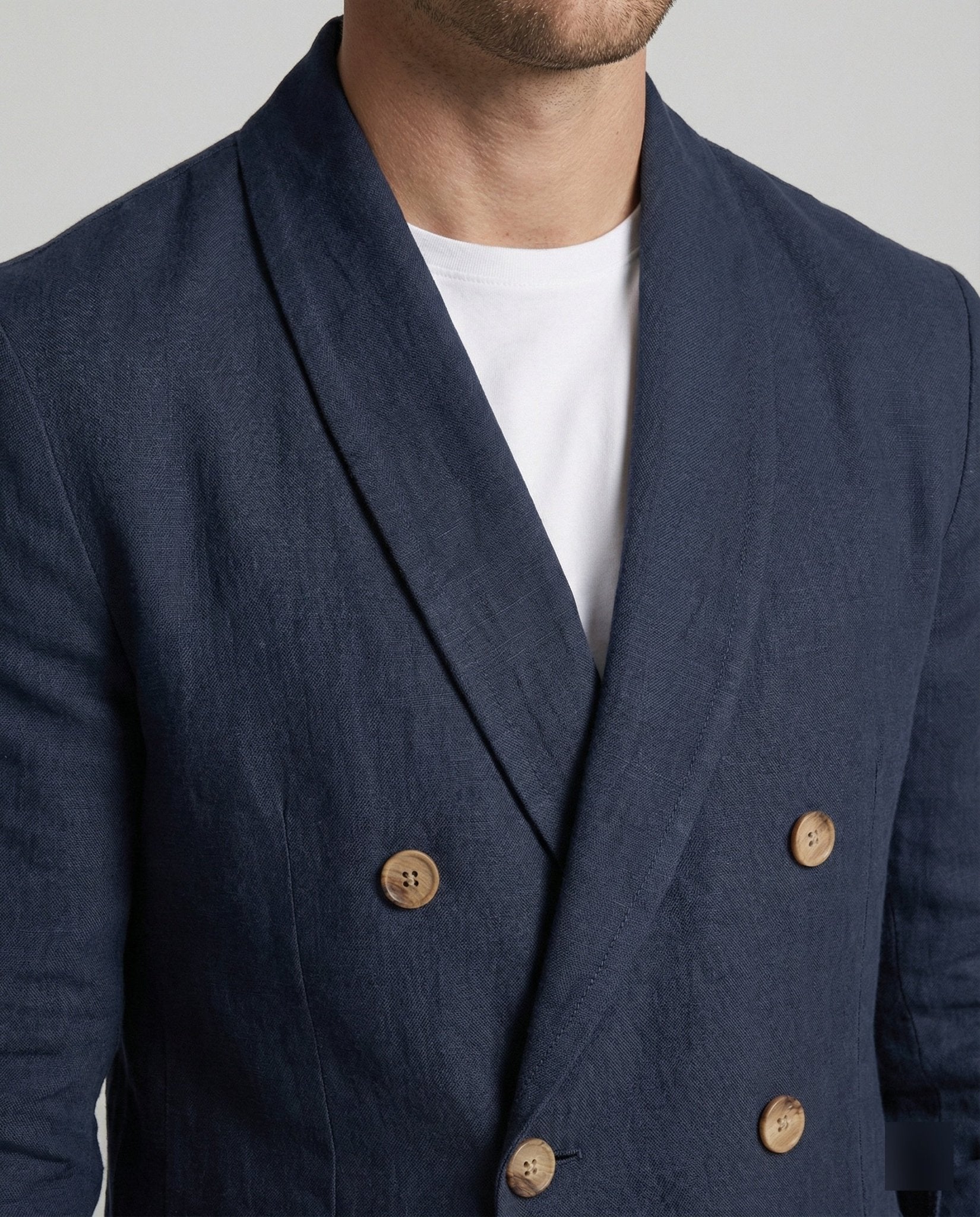 Men's Lightweight Linen Jacket with Double Button Placket - Chichicherry