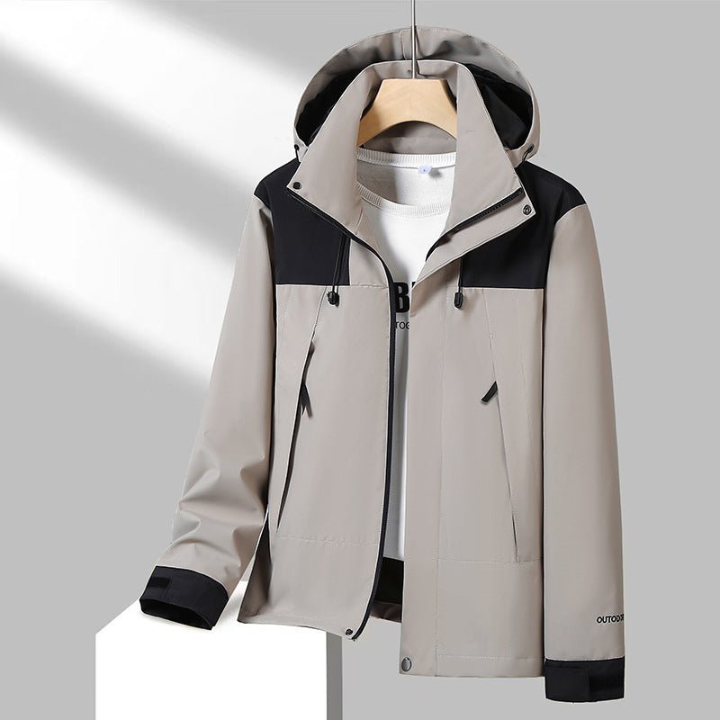 Men's Lightweight Softshell Jacket with Contrast Shoulder, Adjustable Hood and Water-Repellent Membrane Chichicherry - Chichicherry
