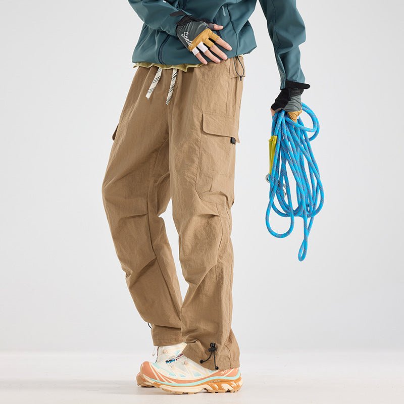 Men's Lightweight Technical Cargo Trekking Pants with Drawstring Waist, Utility Pockets and Adjustable Leg Openings Chichicherry - Chichicherry