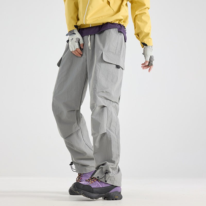 Men's Lightweight Technical Cargo Trekking Pants with Drawstring Waist, Utility Pockets and Adjustable Leg Openings Chichicherry - Chichicherry