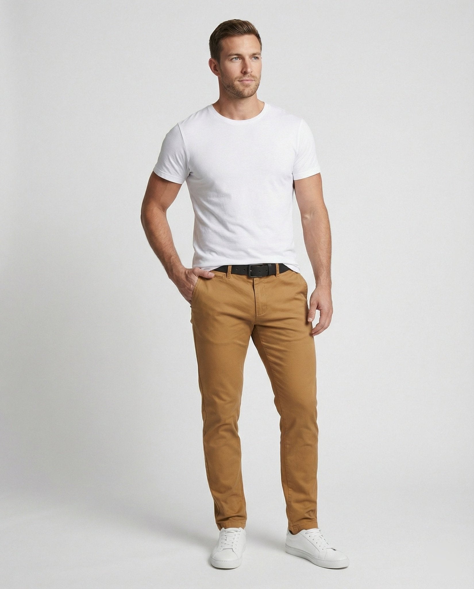 Men's Slim Fit Chino Pants with Elastic Waistband - Chichicherry