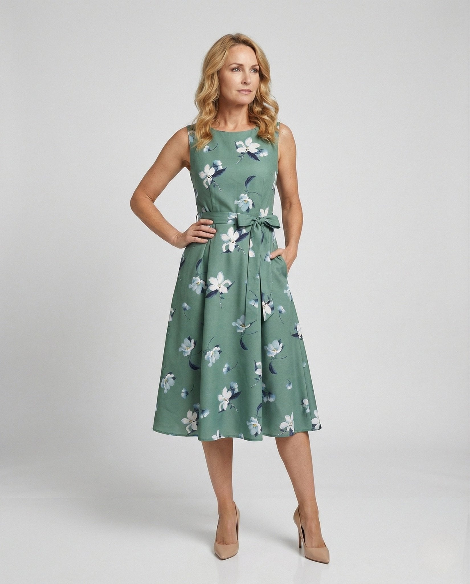 Midi dress Sleeveless With Floral Pattern Women - Chichicherry
