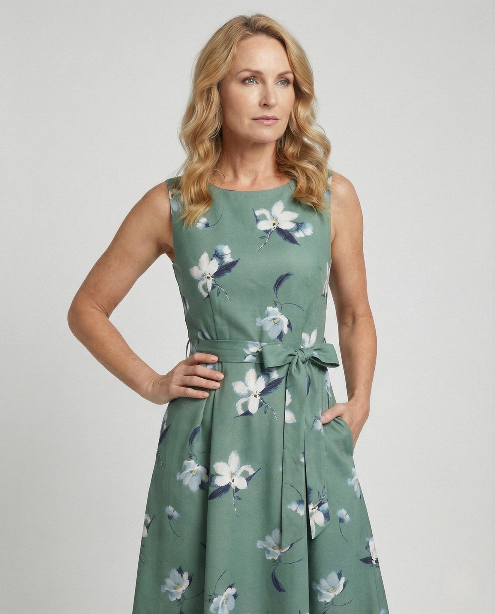 Midi dress Sleeveless With Floral Pattern Women - Chichicherry