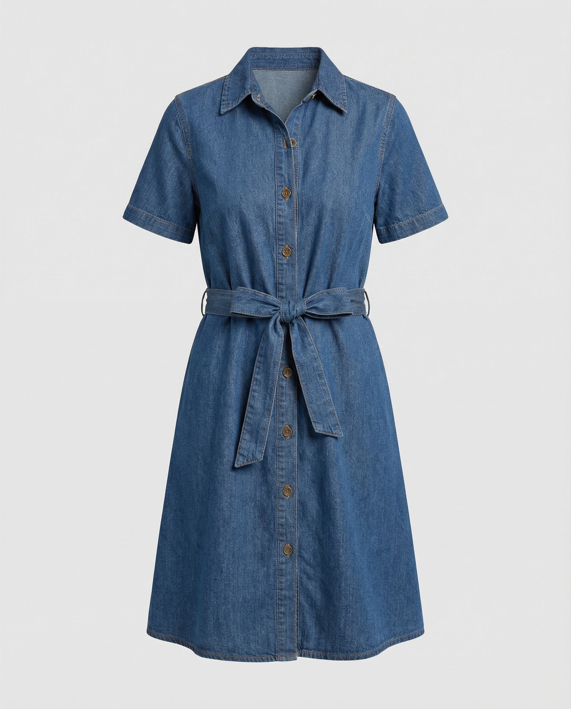 Women Jeans Dress Midi V-Neck