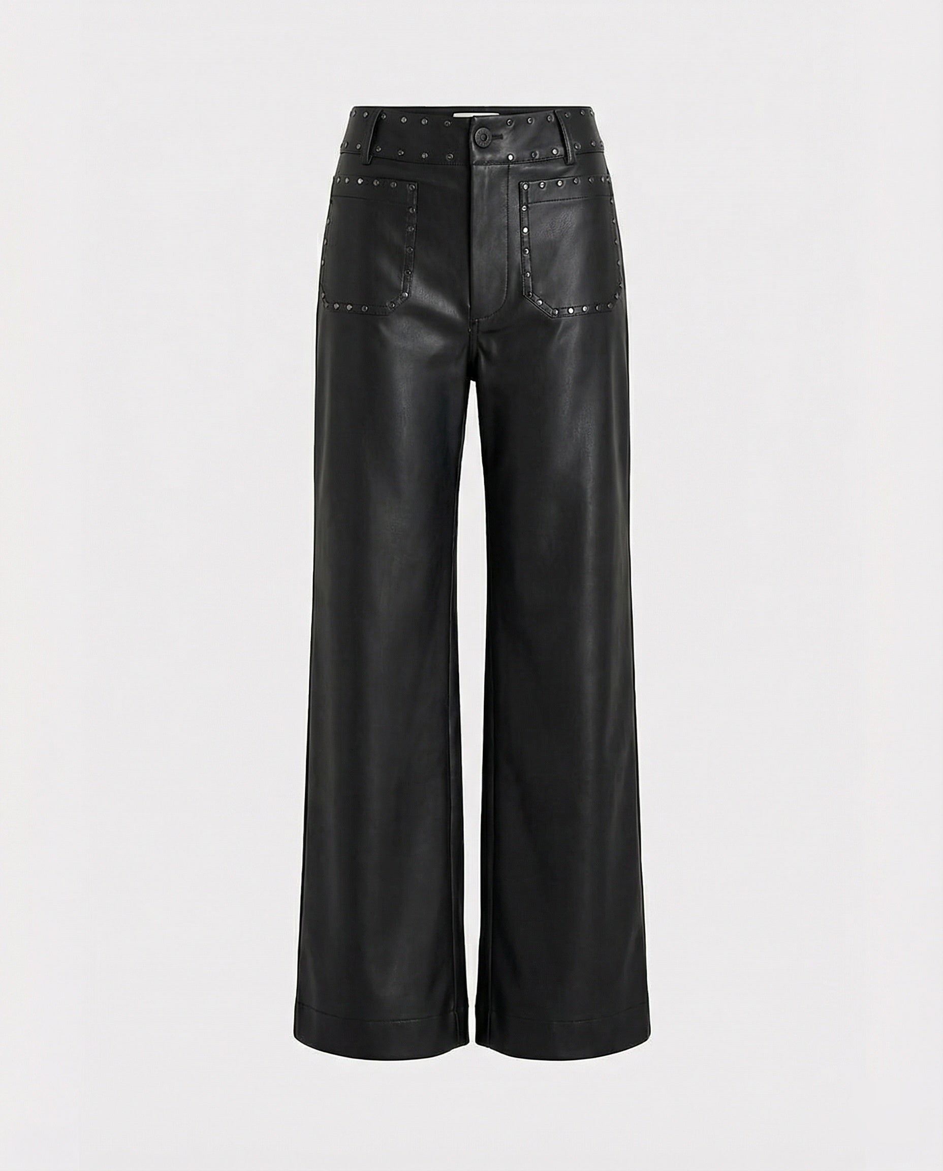 Women's trendy faux leather pants with studs