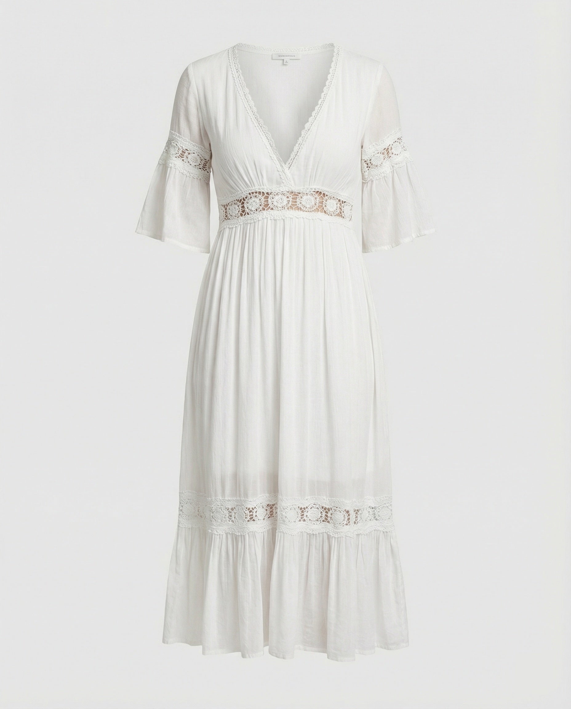 Ladies Midi Dress Lace V-Neck