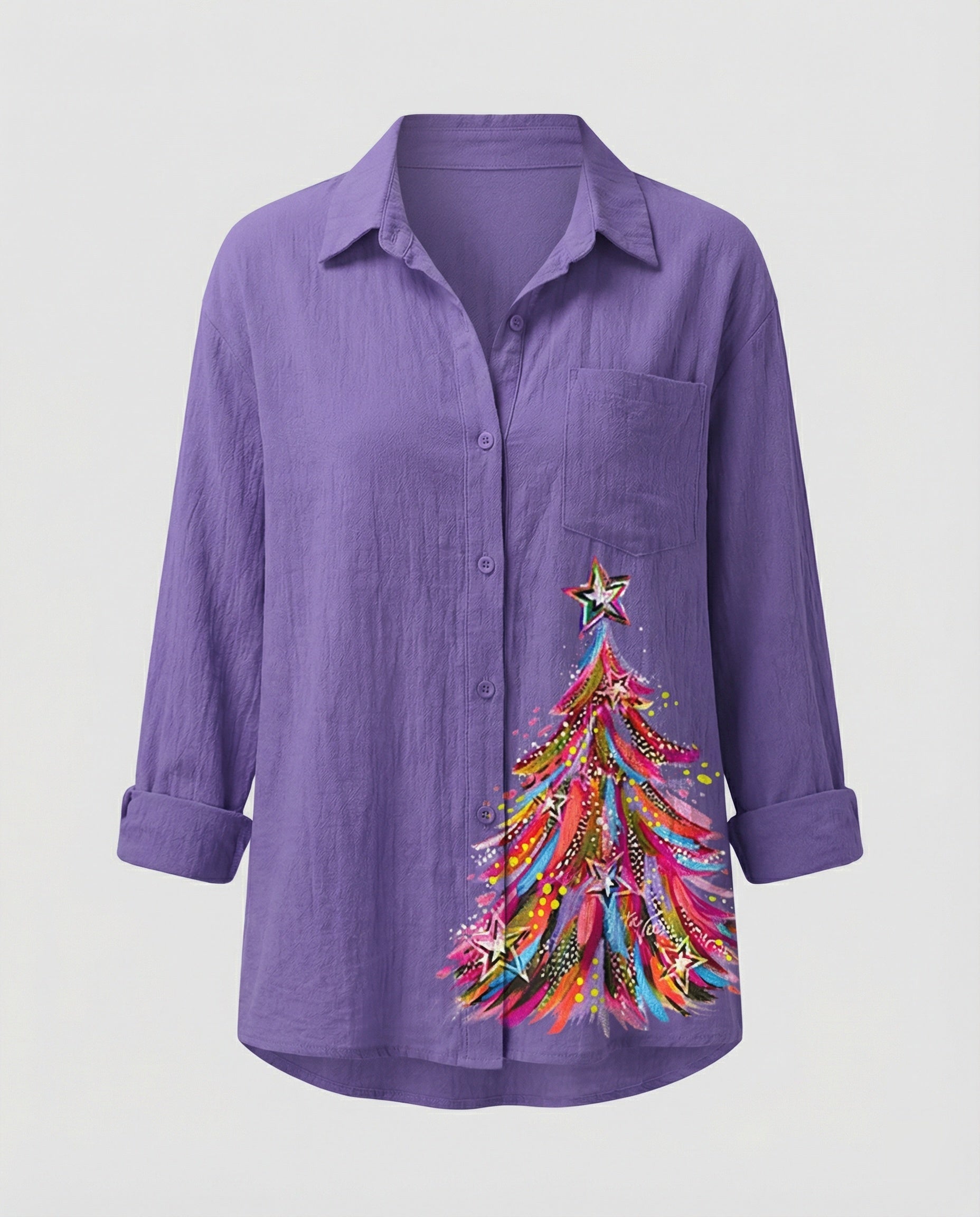 Long Sleeve Shirt Blouse Patchwork Ladies