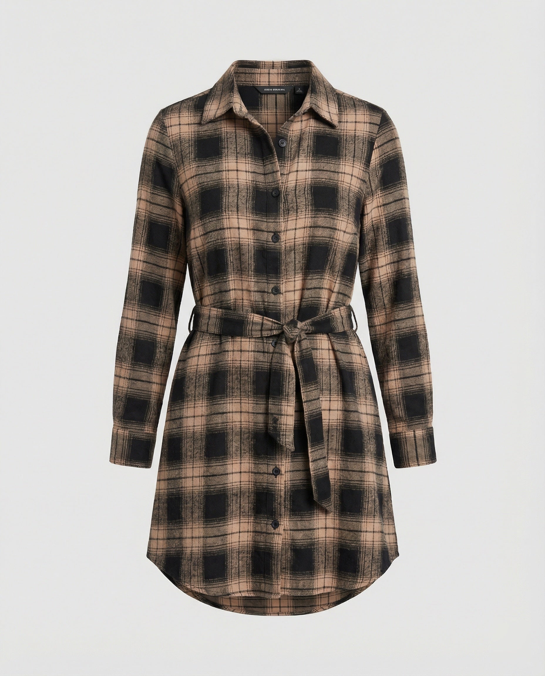 Women's Checked Shirt Dress with Waistbelt