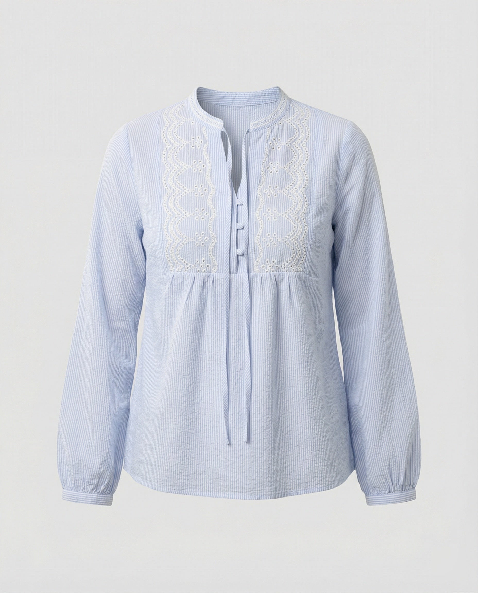 Embroidered blouse women with balloon sleeves