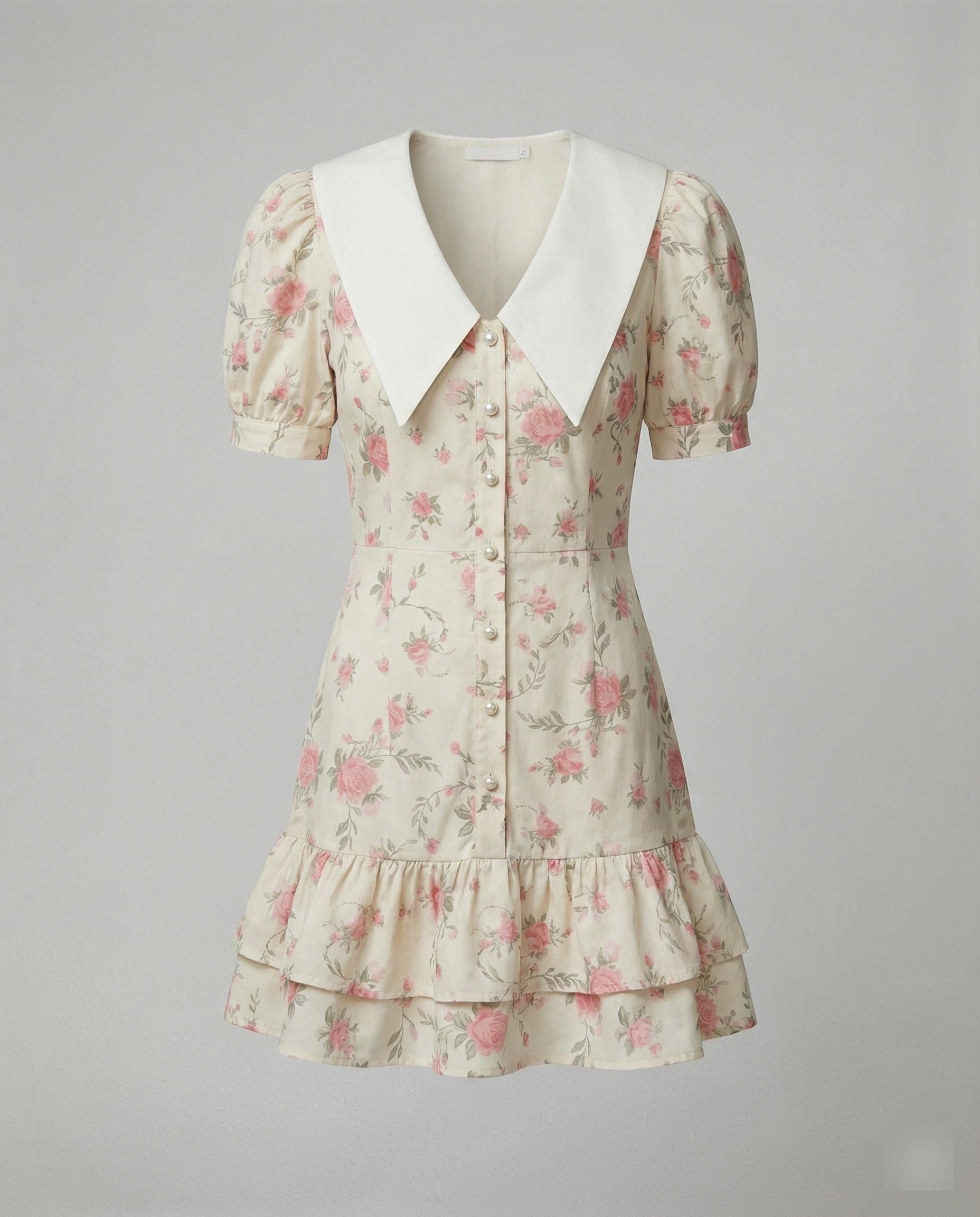 Women's Floral Dress with Puff Sleeves