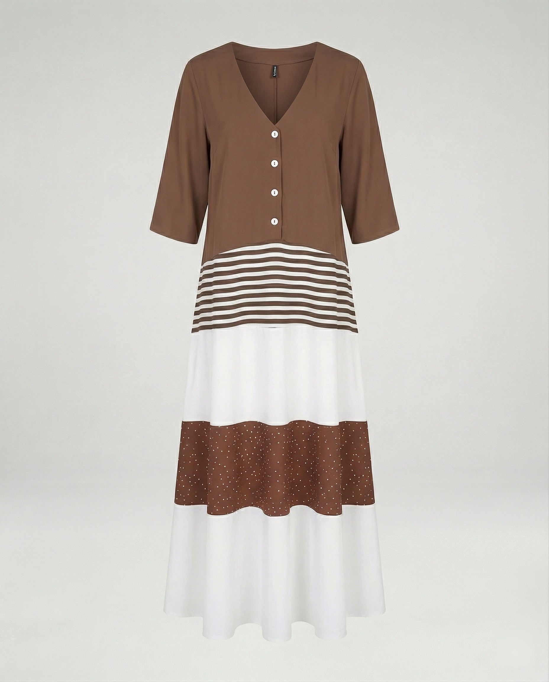Women's maxi dress with button placket tiers