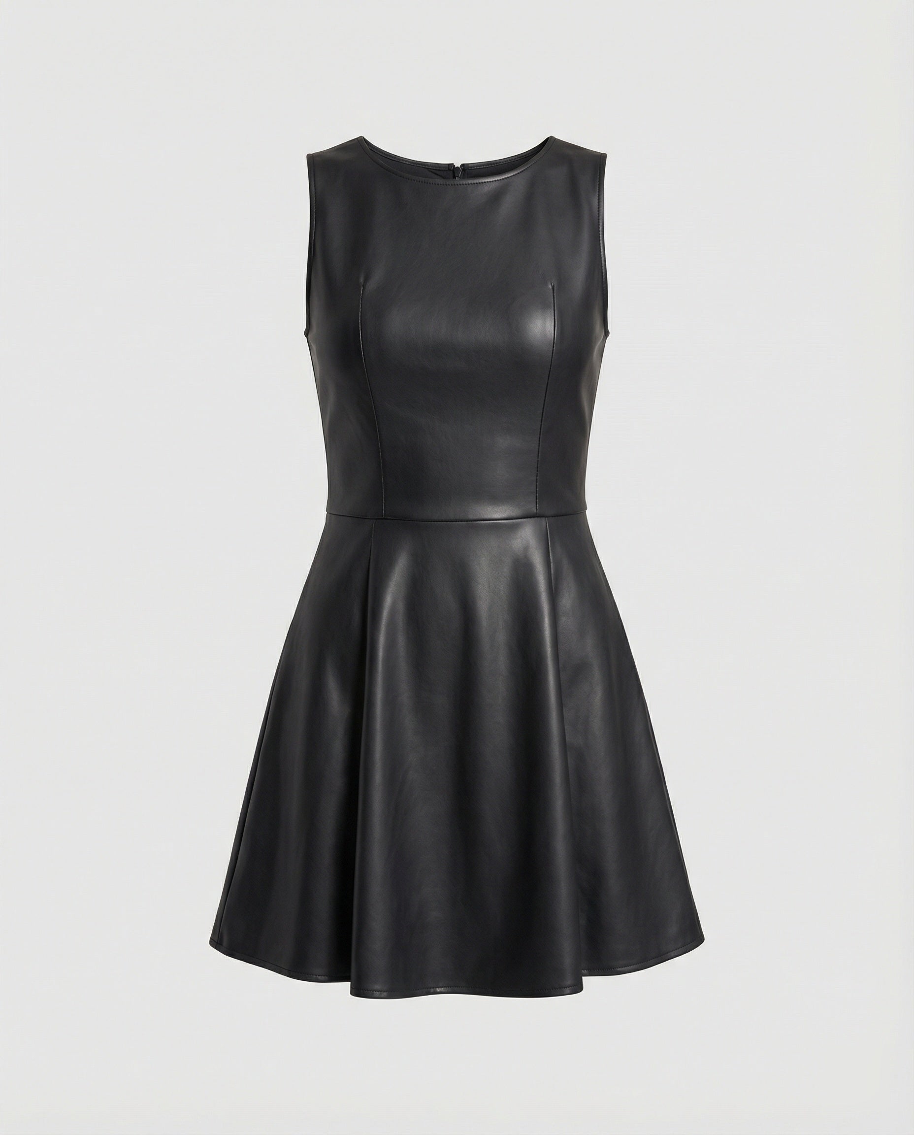 Women's leather dress with flared skirt