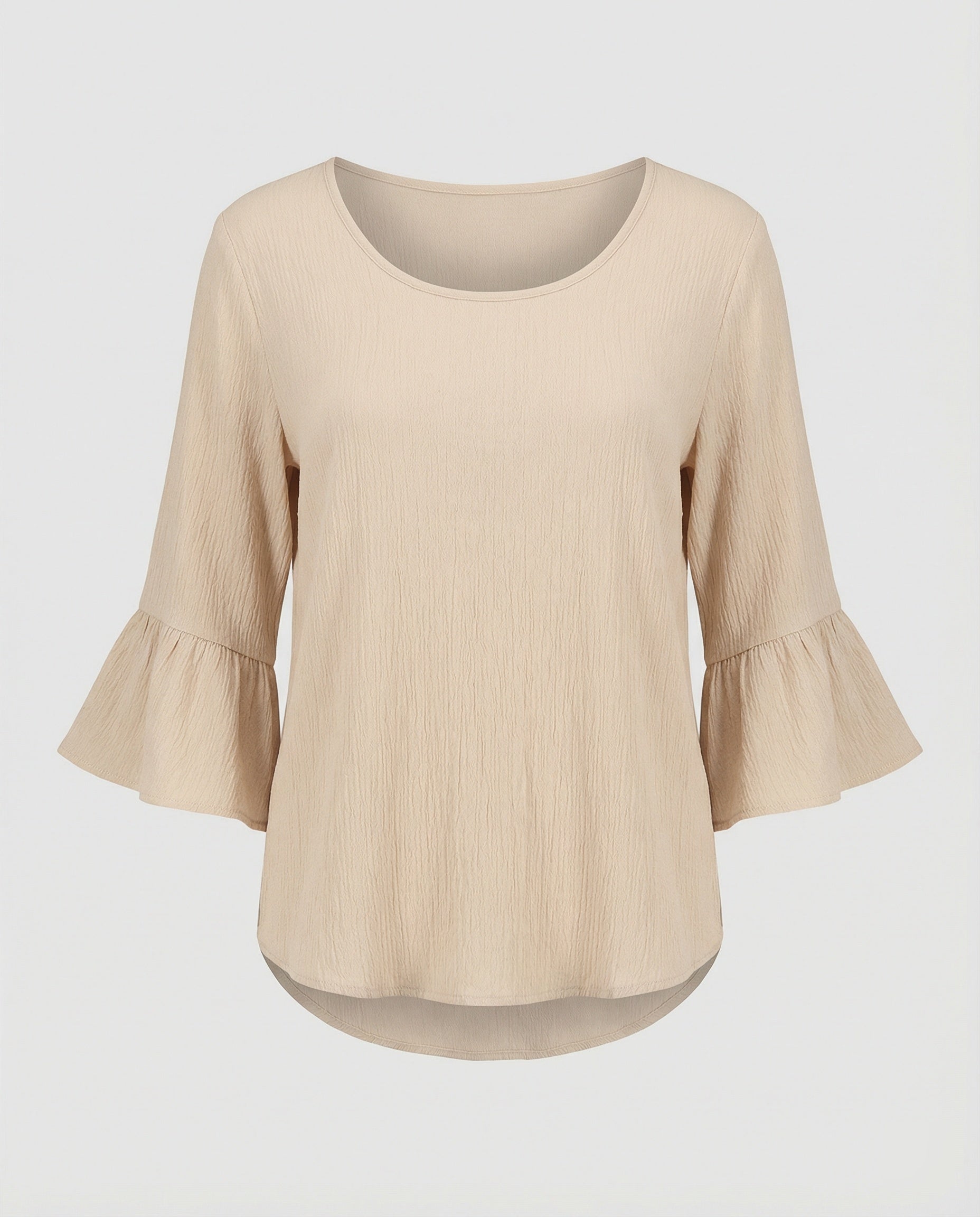 Ladies blouse top with ruffle sleeves structured