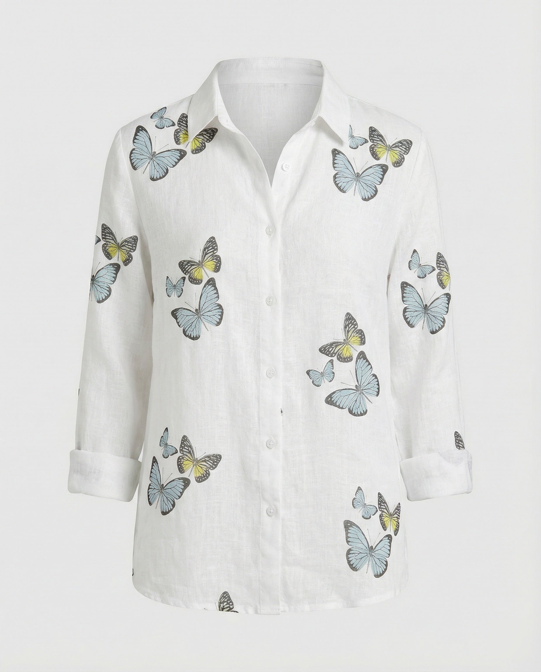 Linen look blouse women floral