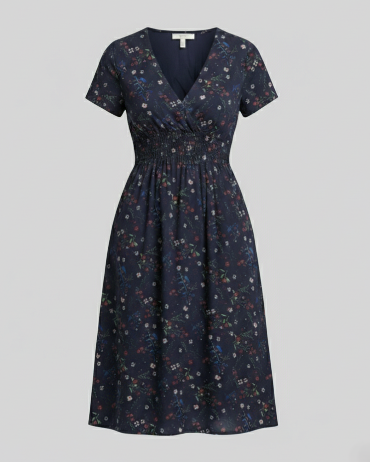 Women’s midi dress smocked waist
