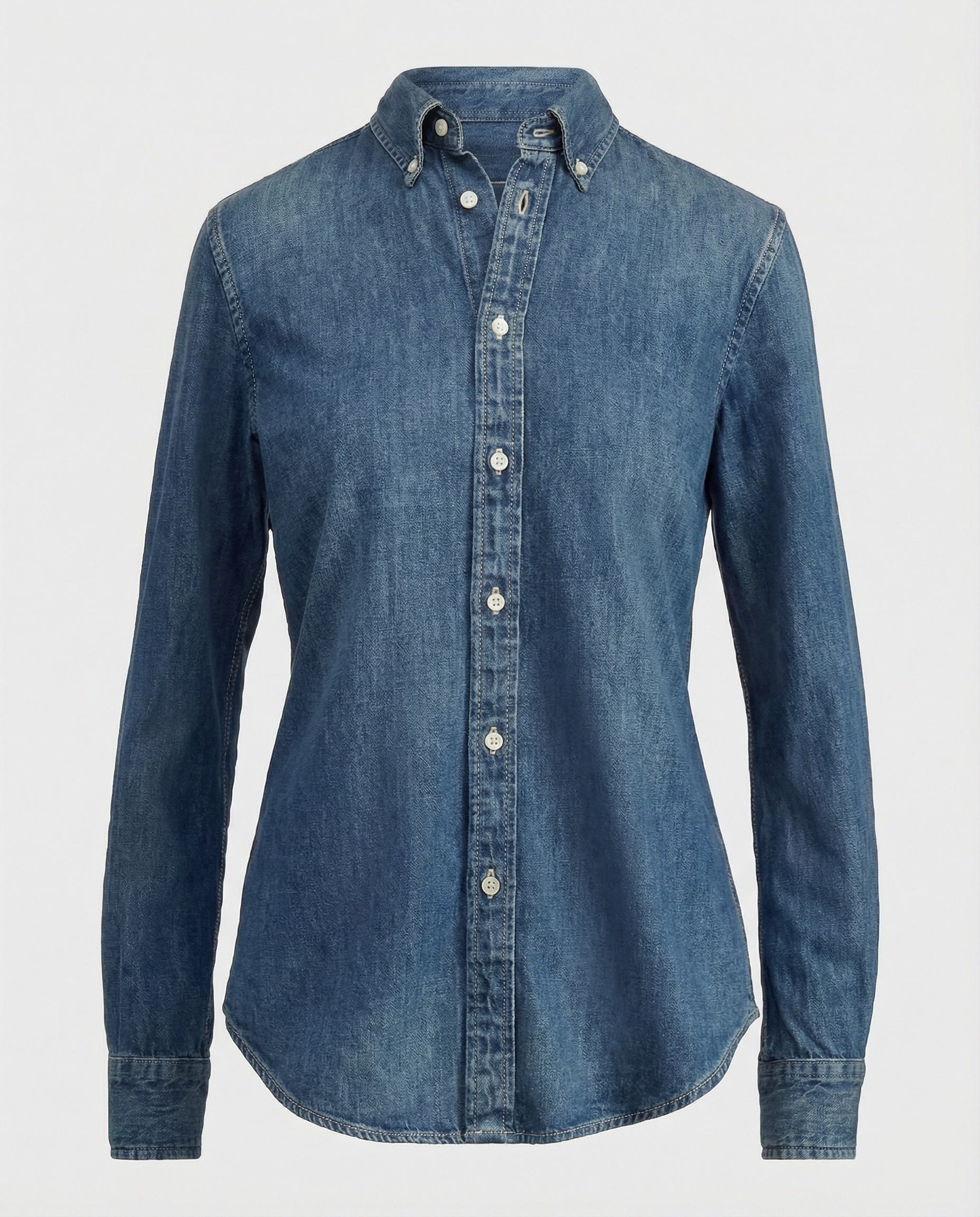 Women's Long Sleeve Shirt Denim Look
