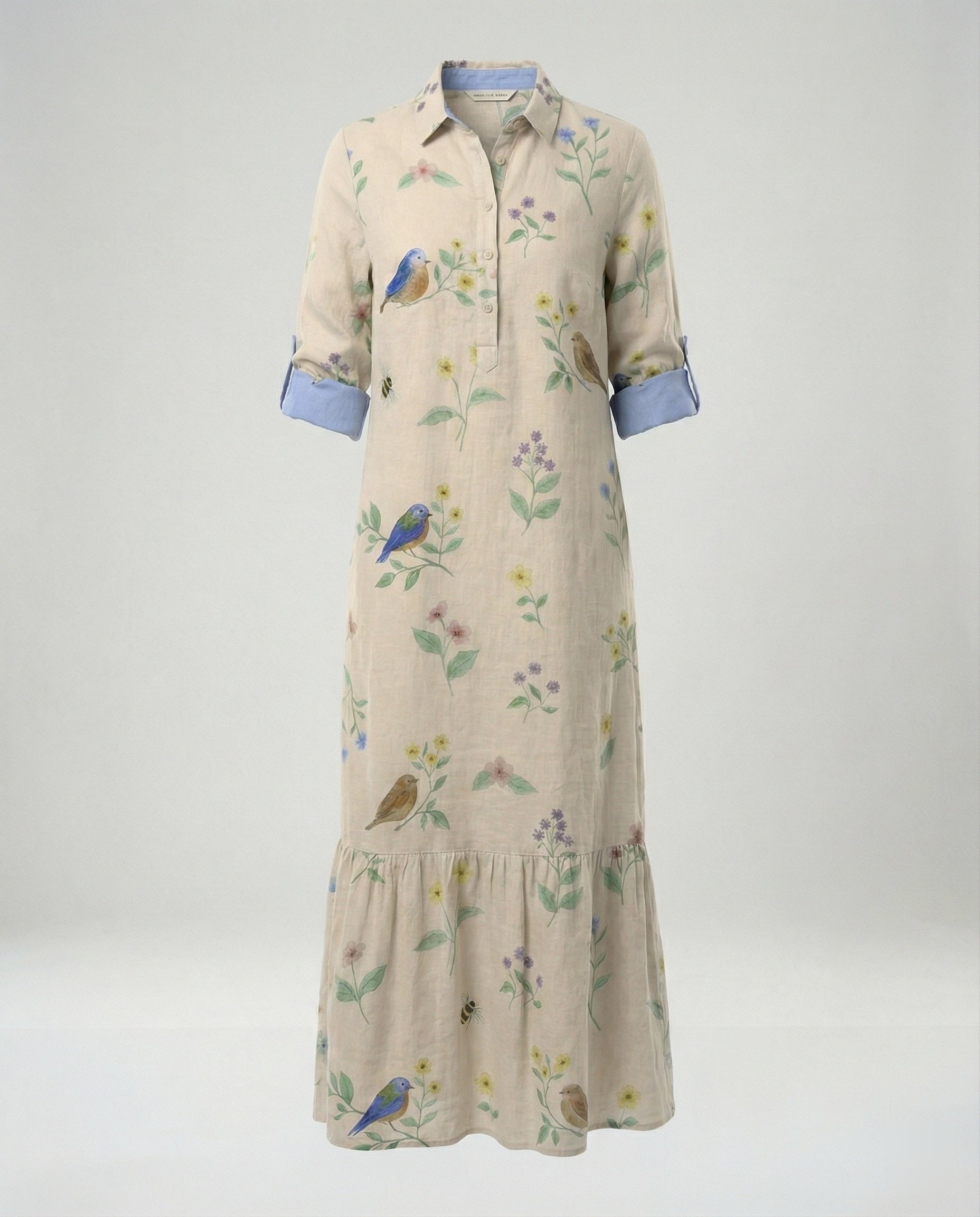 Ladies' shirt dress with ruffles