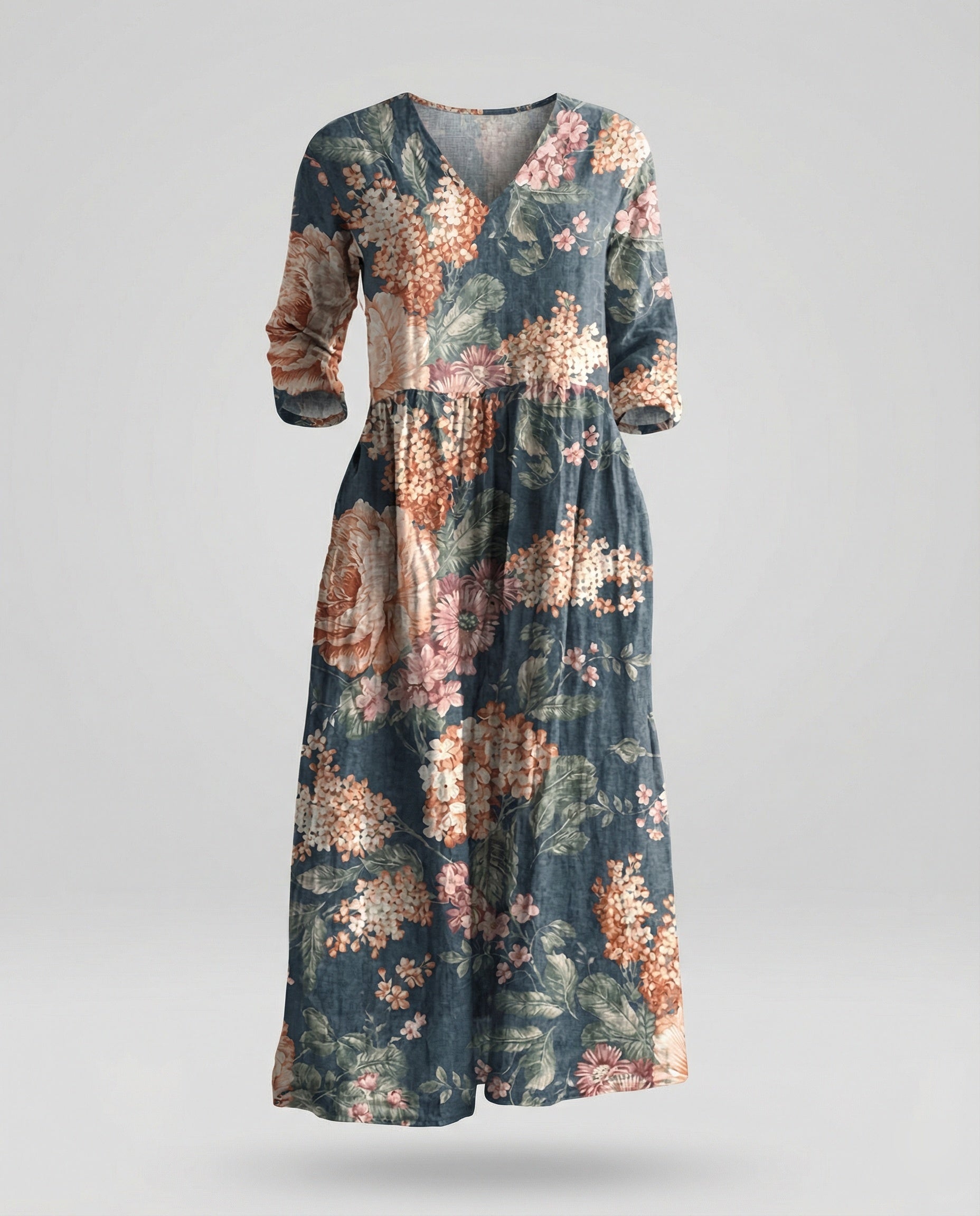 Women's Maxi Dress Summer Linen Look V-Neck