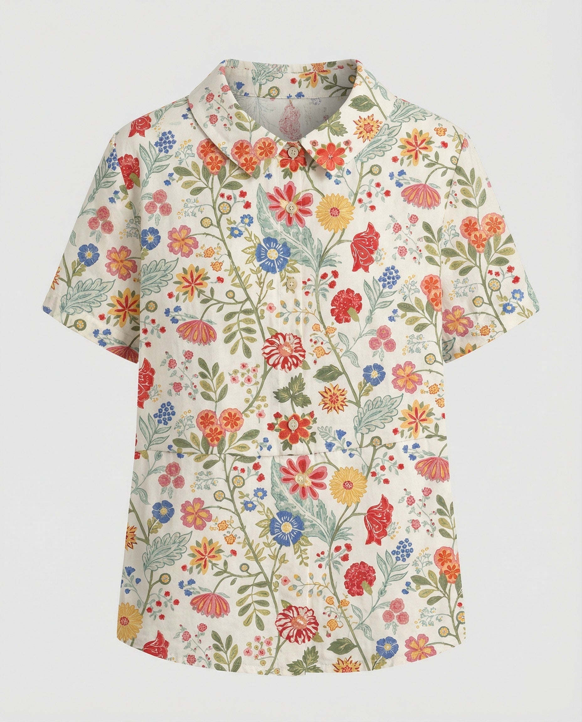 Ladies Blouse Linen Peter Pan Collar