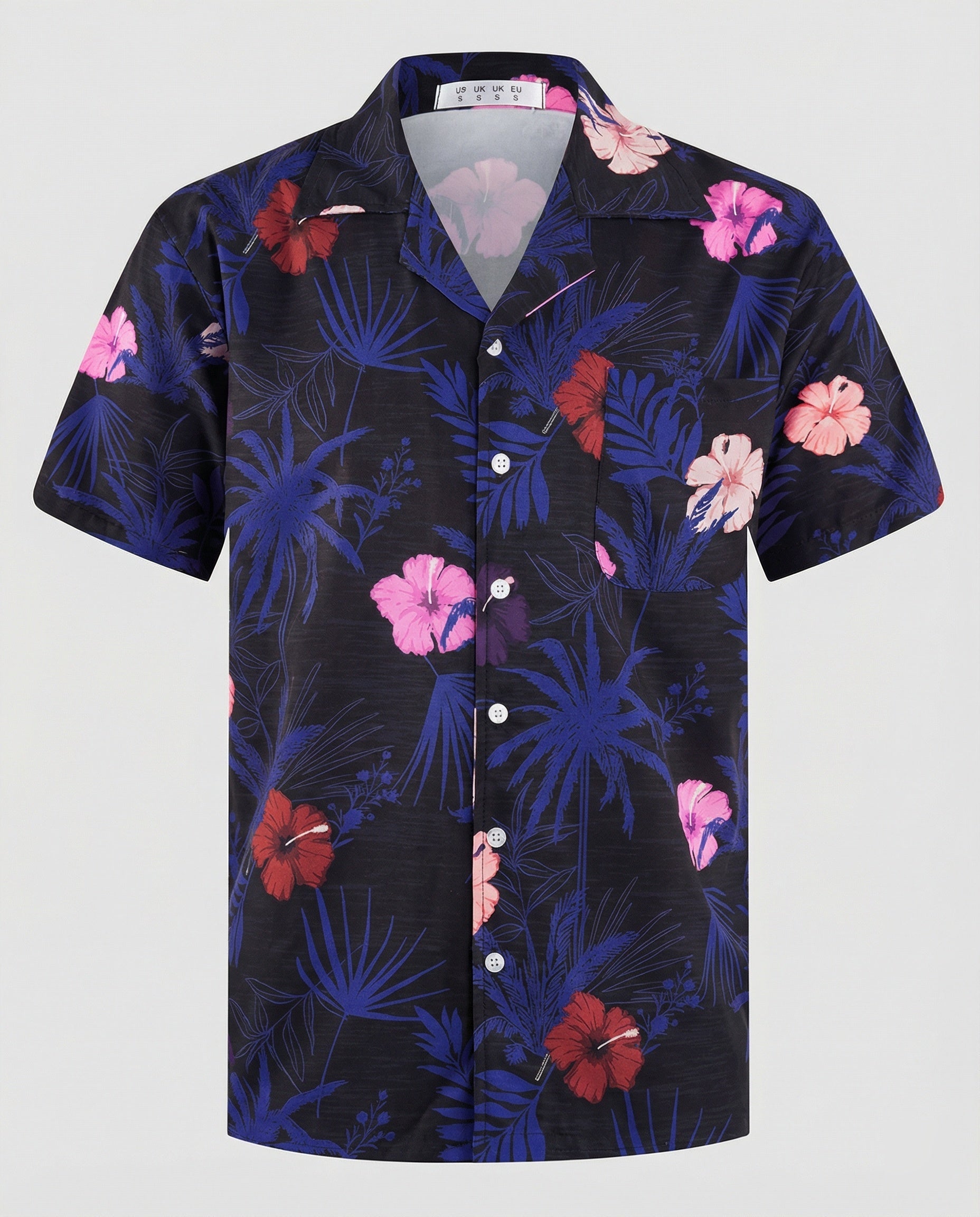 Short Sleeve Hawaii Shirt Men Palm Print
