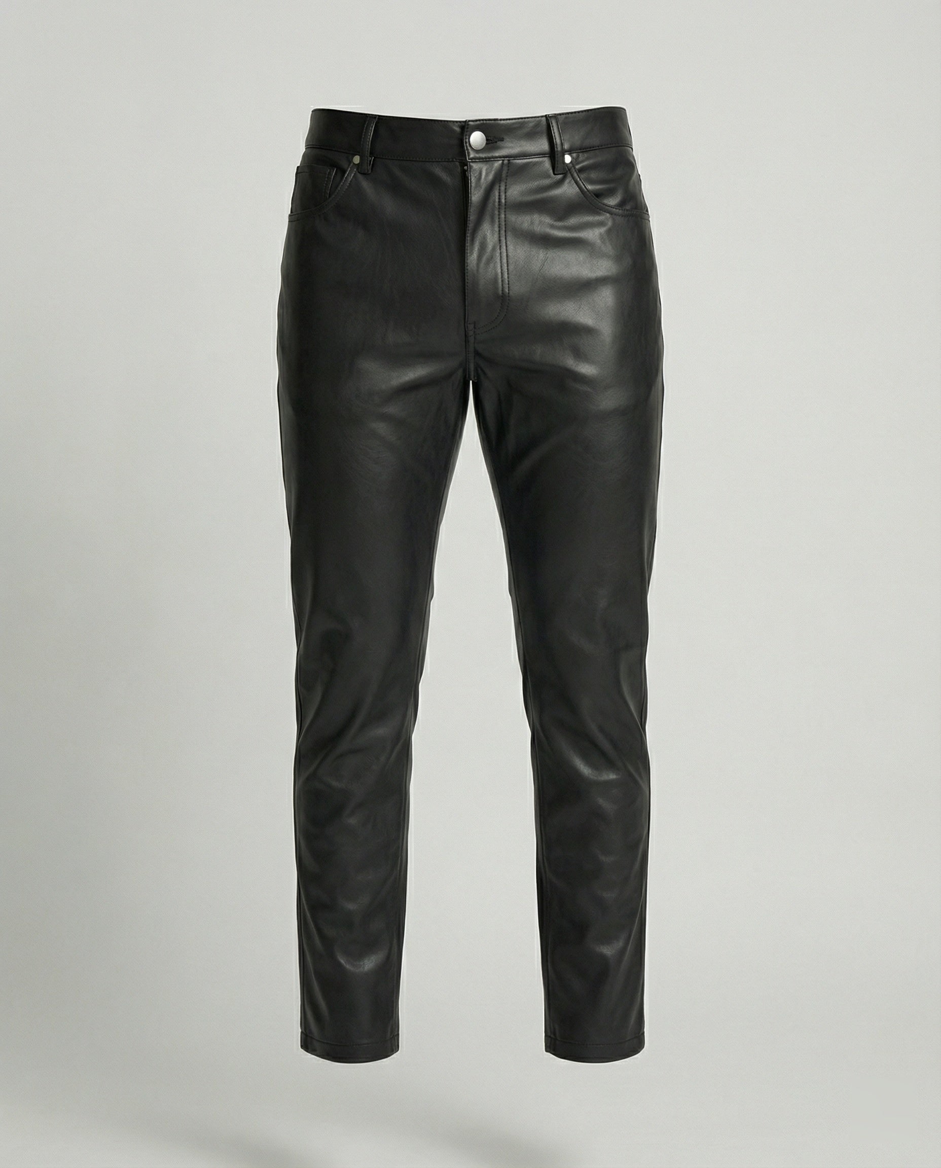 Men's Faux Leather Pants Slim Fit with Pockets