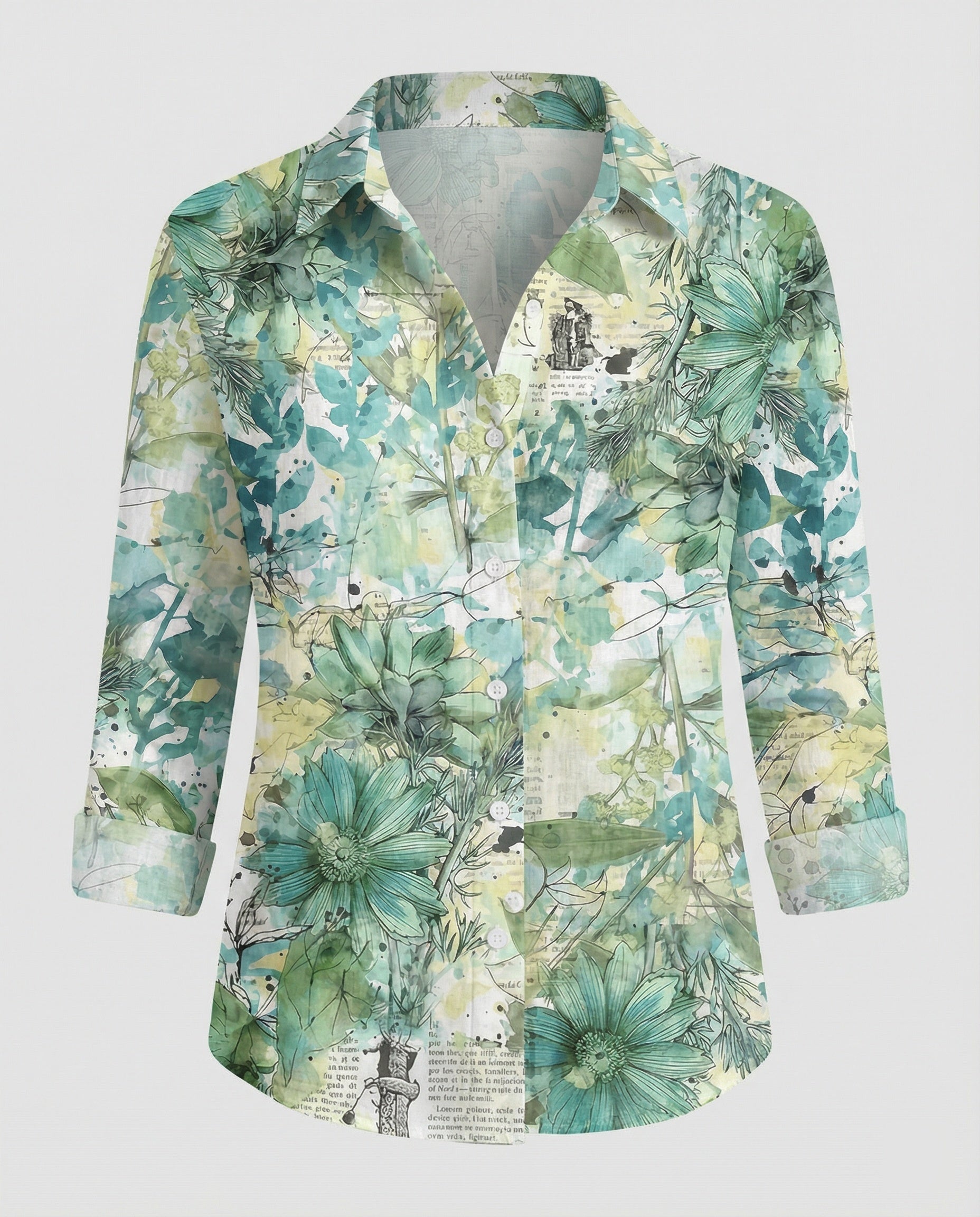 Linen look blouse women floral