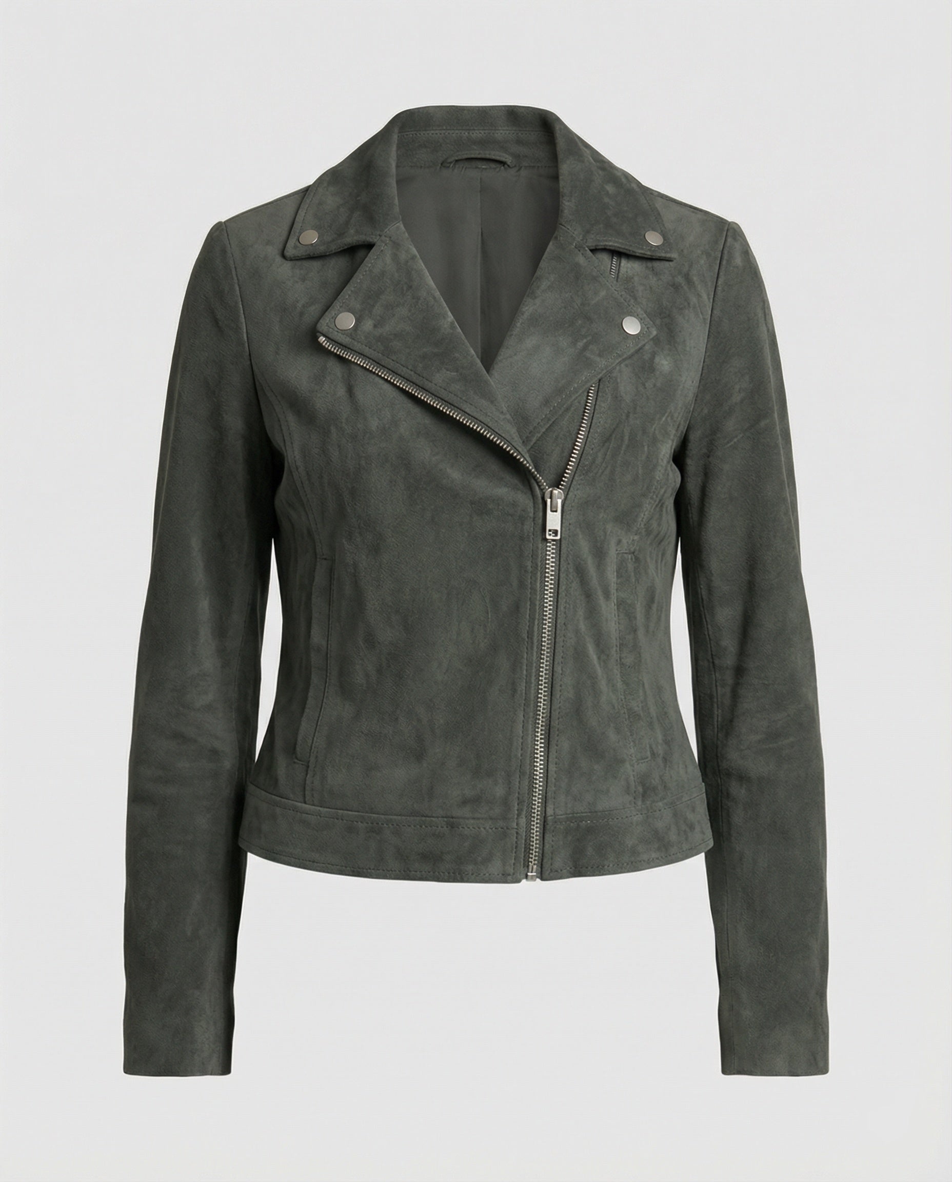Brown Leather Jacket Women Suede Look