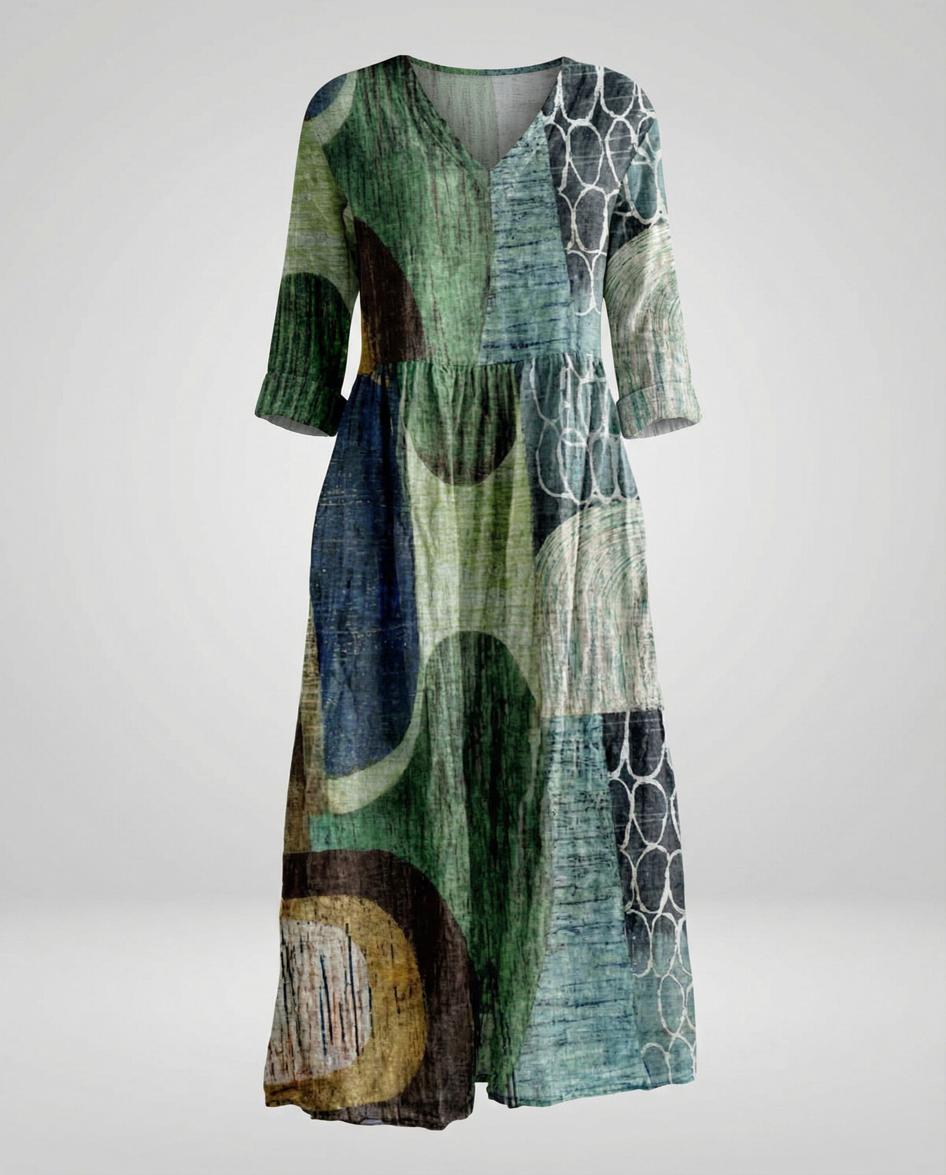 Women's Maxi Dress Summer Linen Look V-Neck