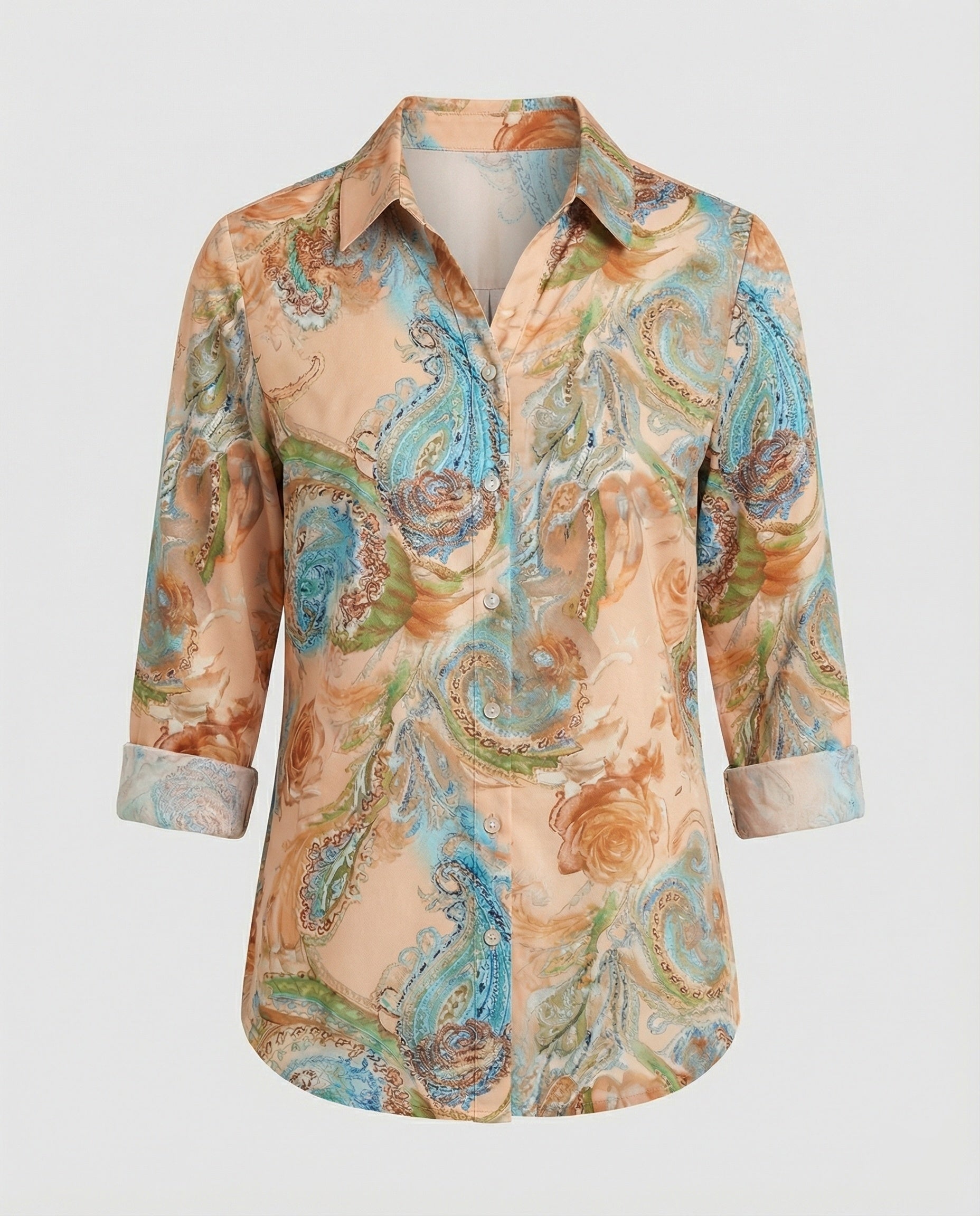 Shirt blouse silk look women floral