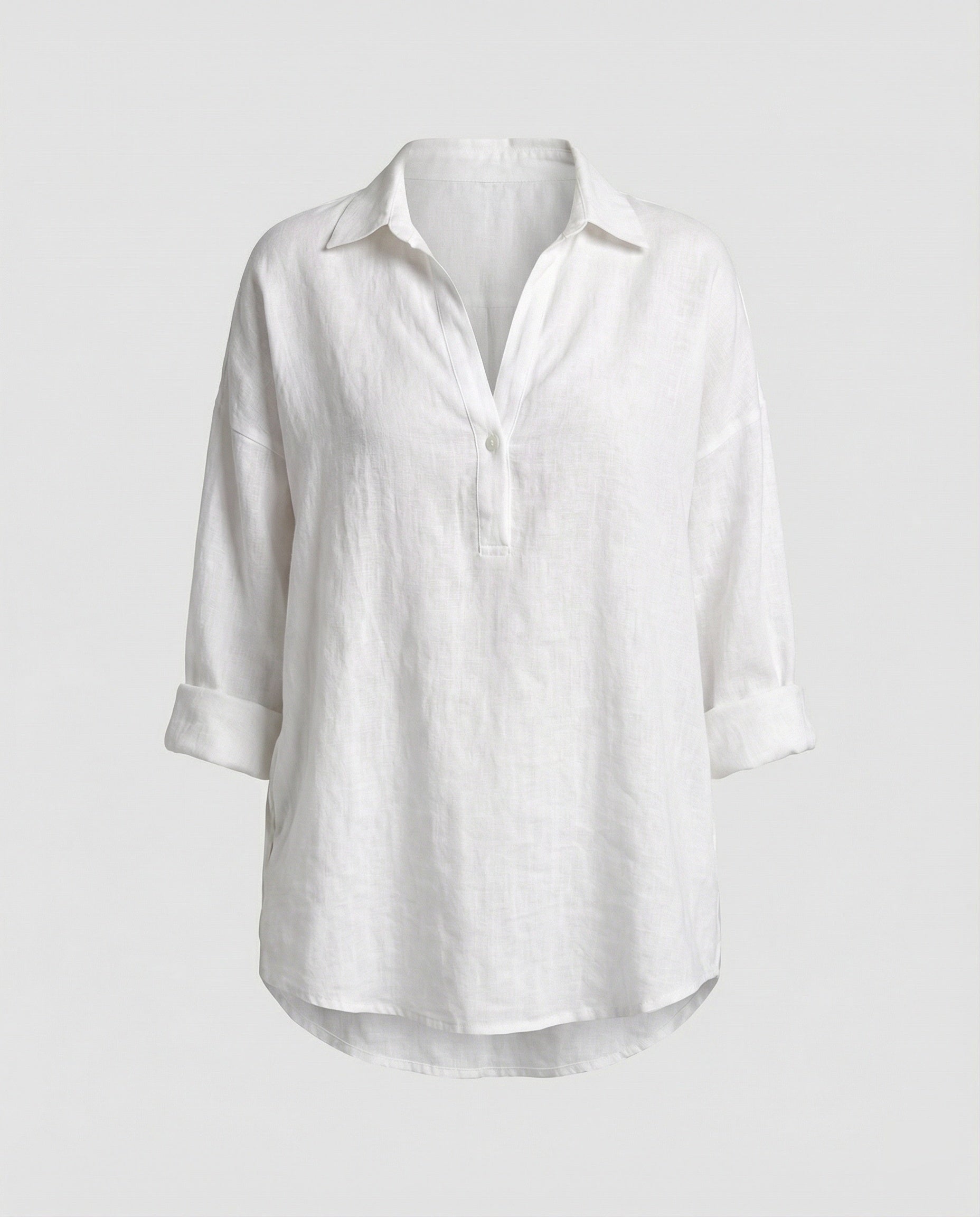 Linen blouse women with button placket