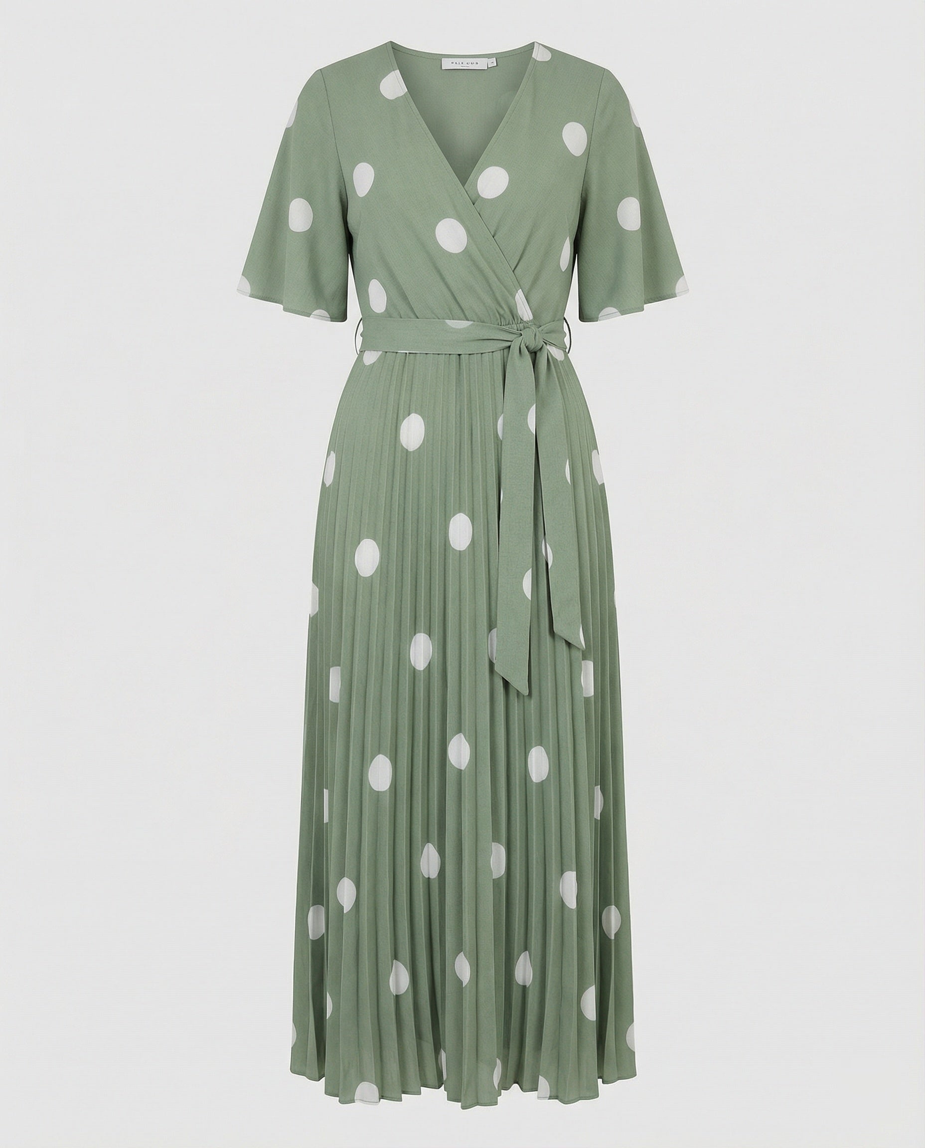 Women Wrap Dress Midi Pleated