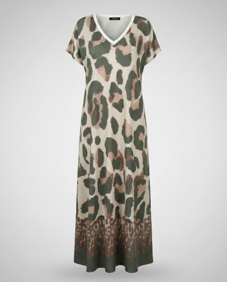 Ladies Maxi Dress Knit Oversize V-Neck