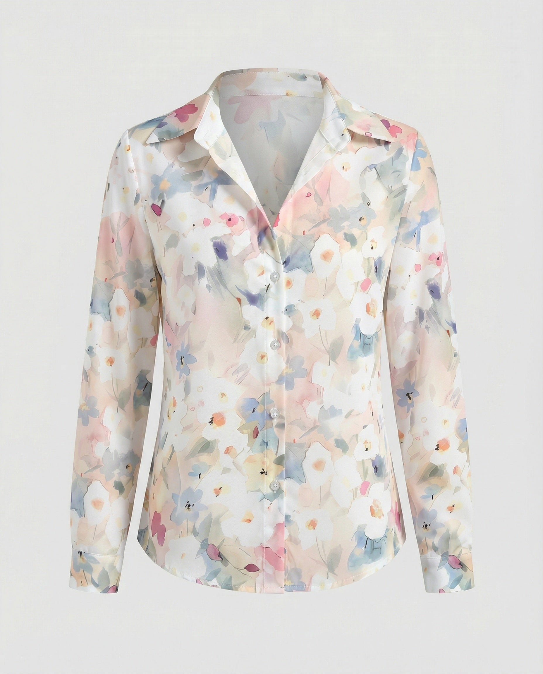 Shirt blouse silk look women floral