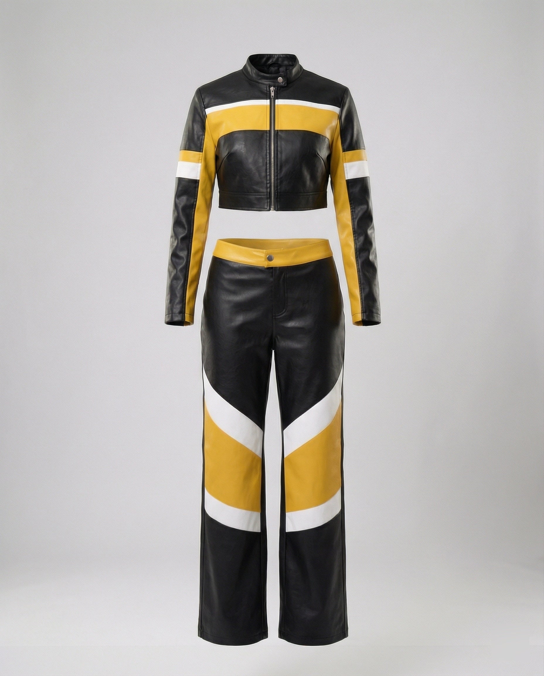 Women's Leather Jacket Black Set