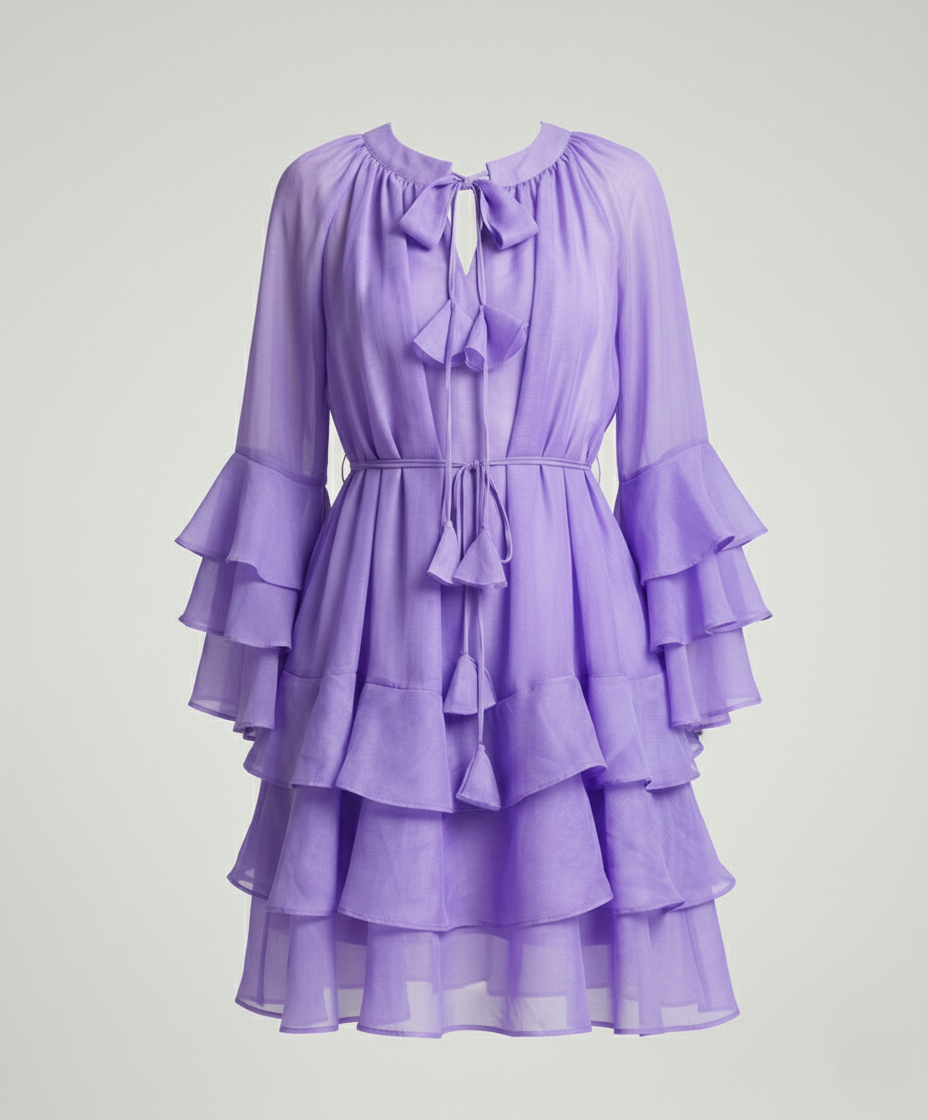 Leisure Dress Women Chiffon Ruffle Dress