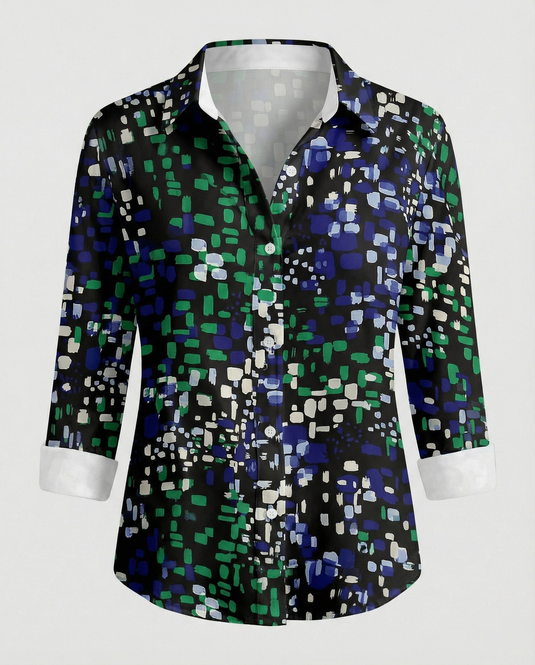 Linen look blouse women floral