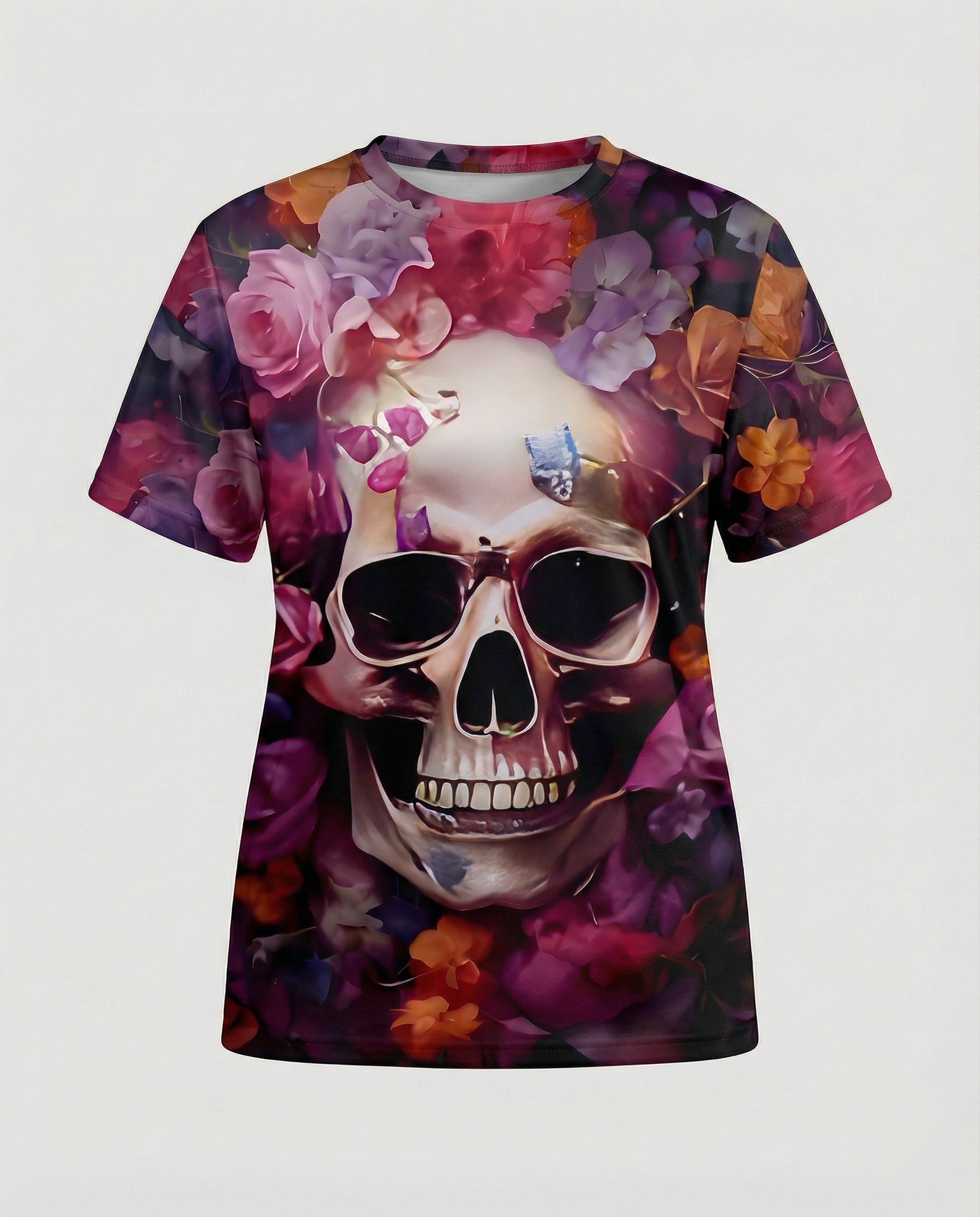 Short Sleeve Shirt Skull Print Women