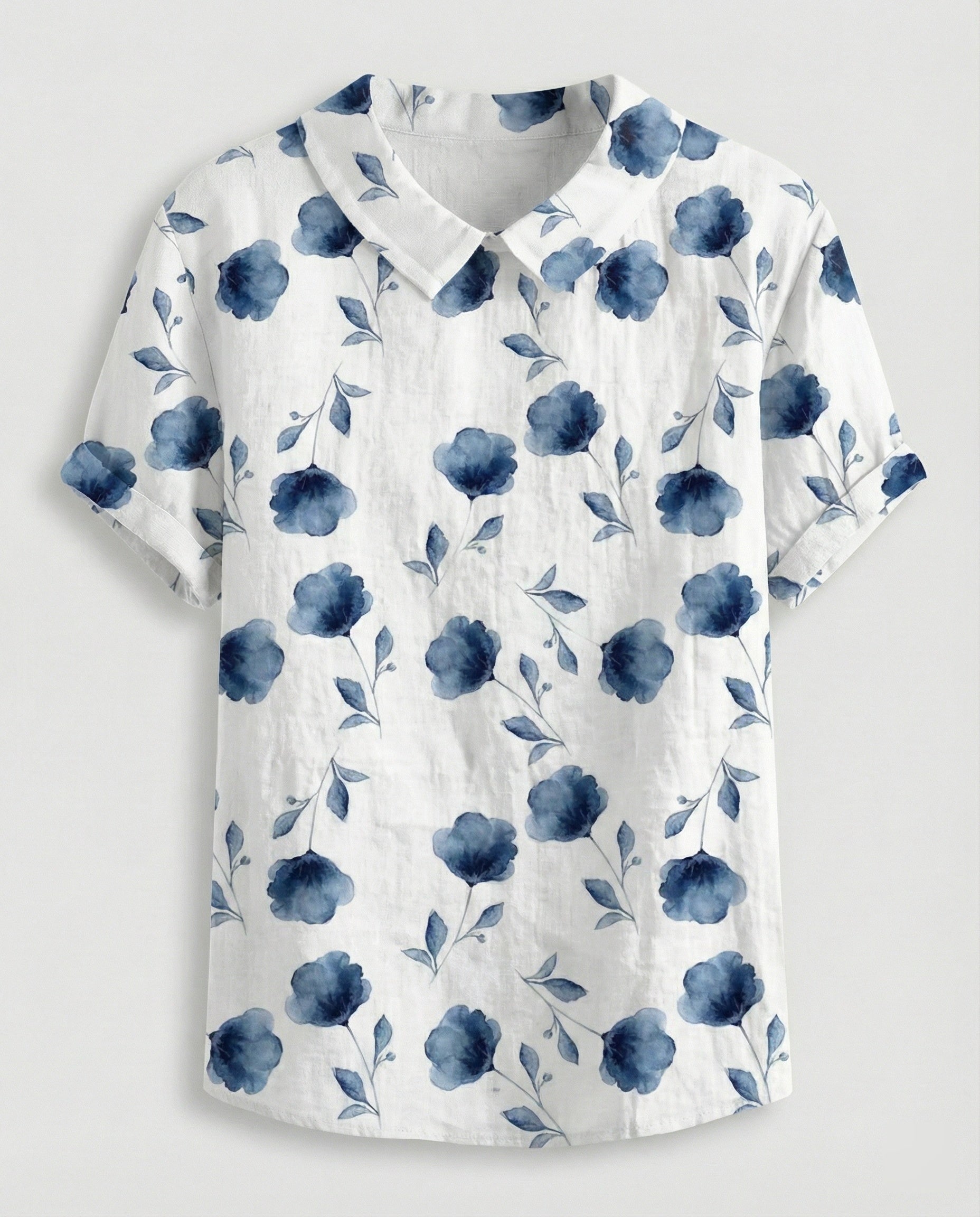 Ladies Blouse Linen Peter Pan Collar