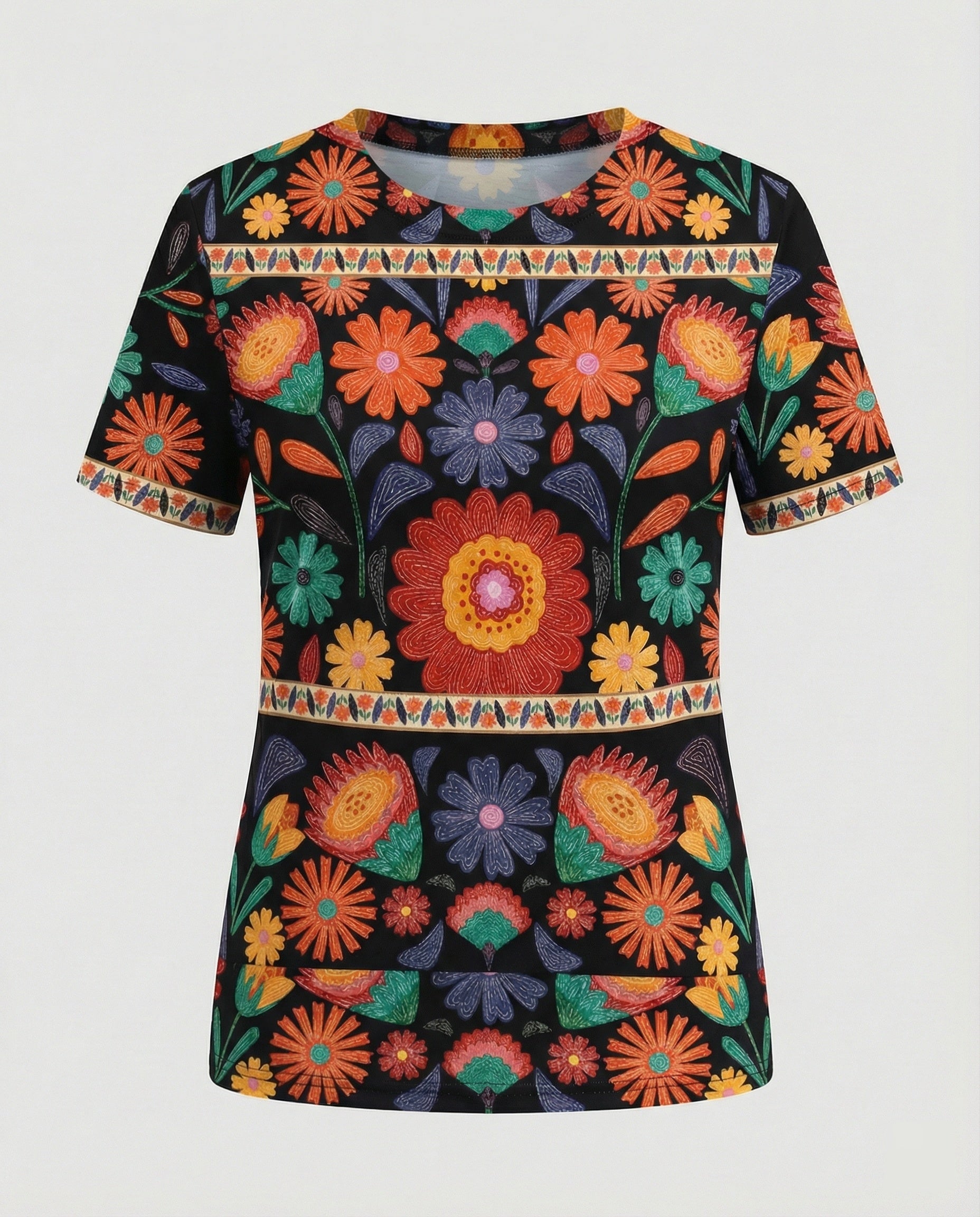 Short Sleeve Shirt Women With Floral Print