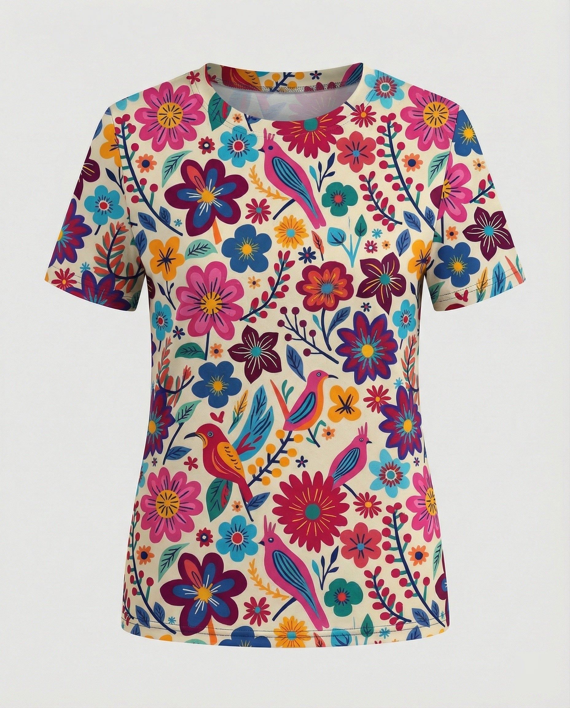 Short Sleeve Shirt Women With Floral Print