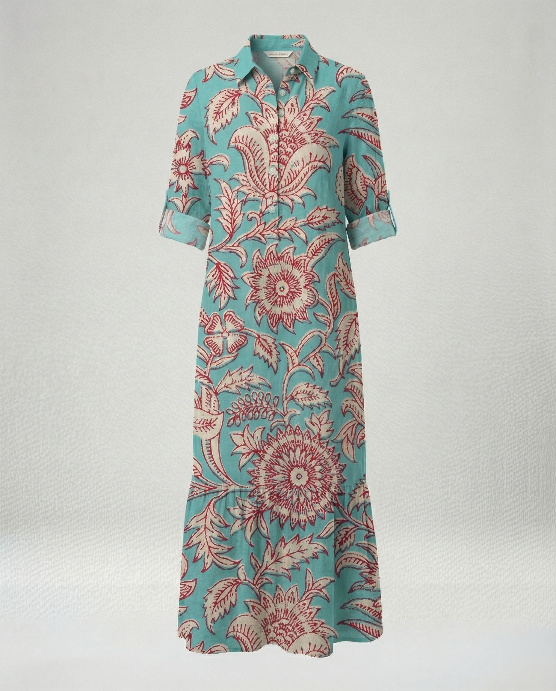 Ladies' shirt dress with ruffles