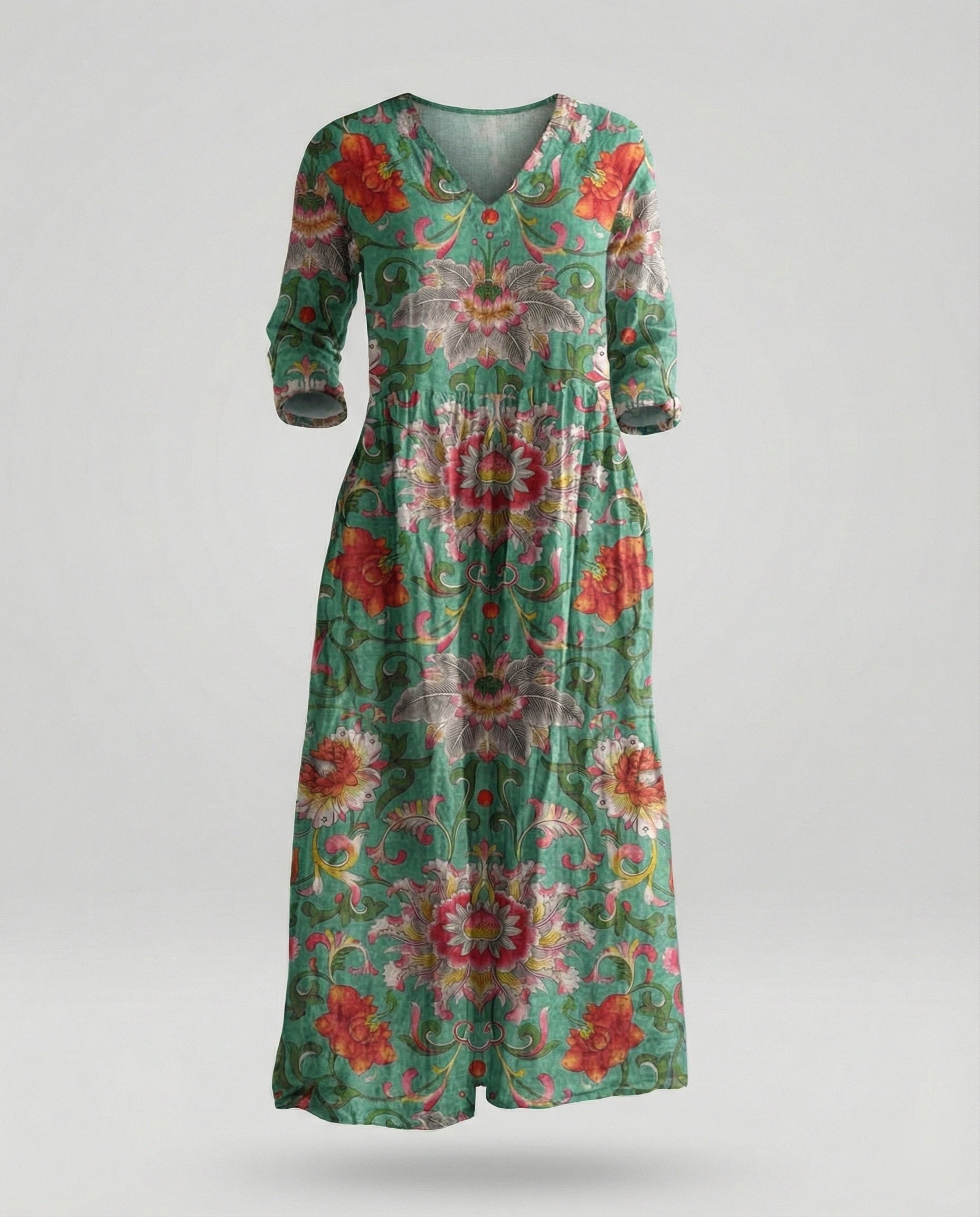Women's Maxi Dress Summer Linen Look V-Neck