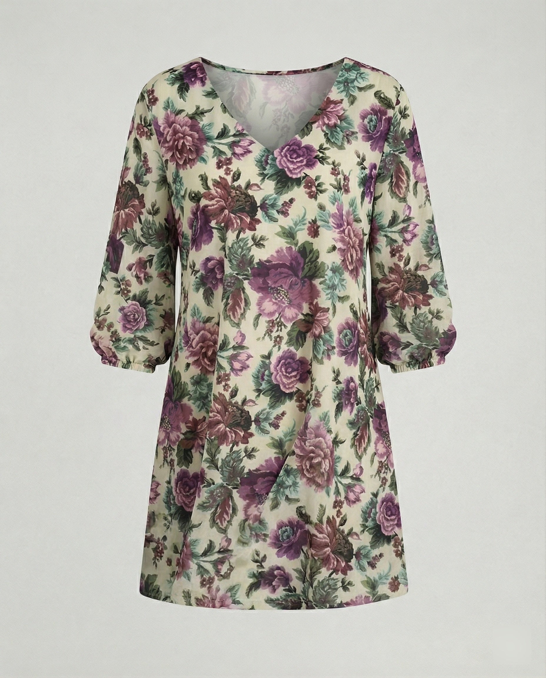 Maxi dress women vintage rose print