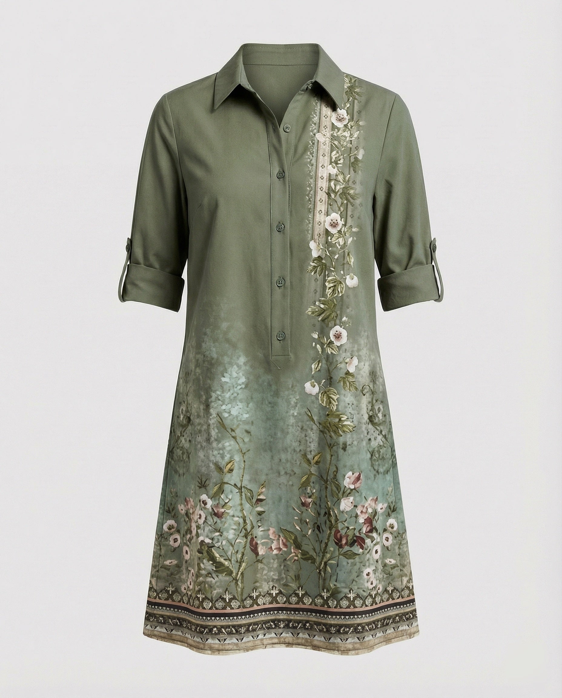 Women Shirt Dress Cotton Casual