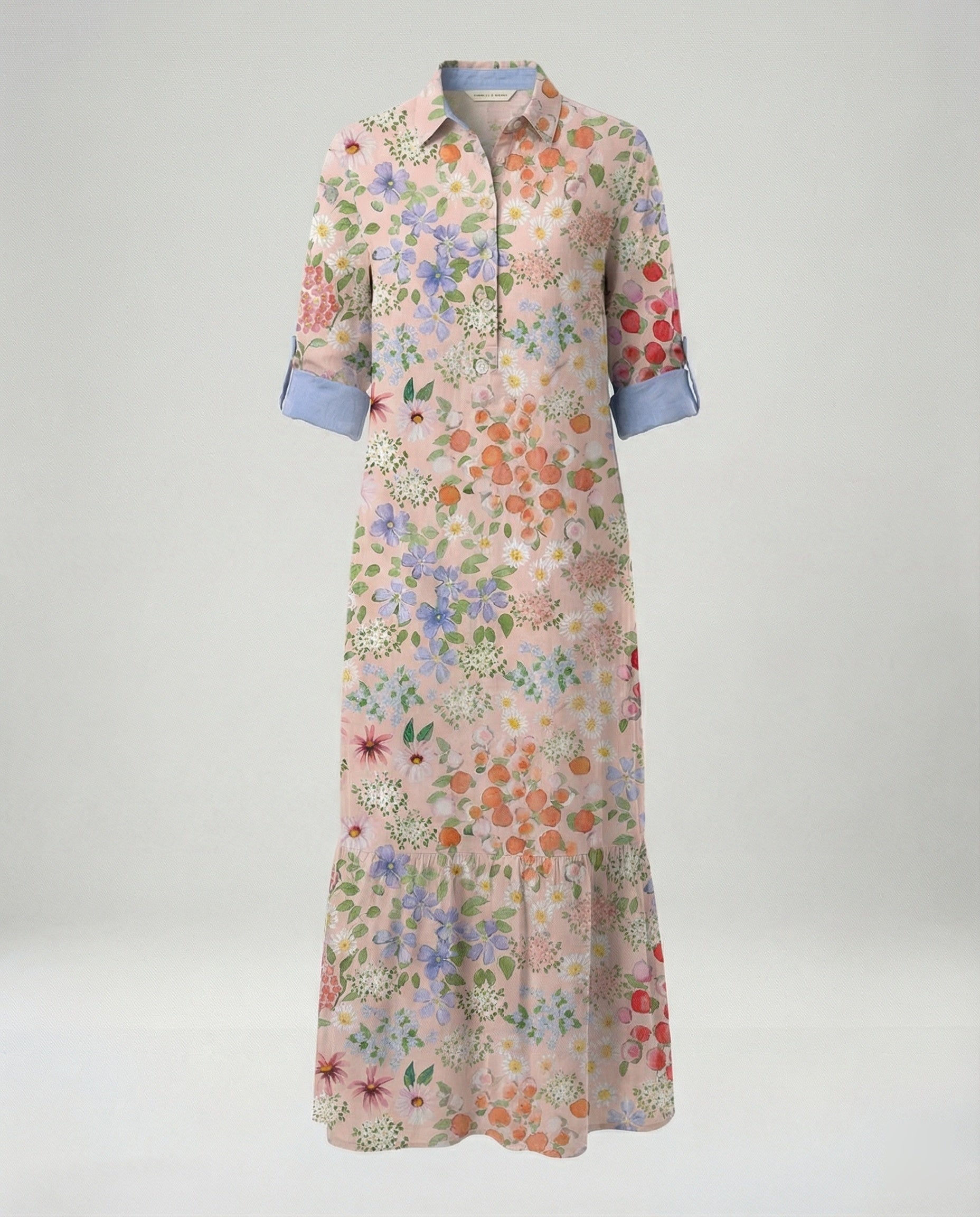 Ladies' shirt dress with ruffles