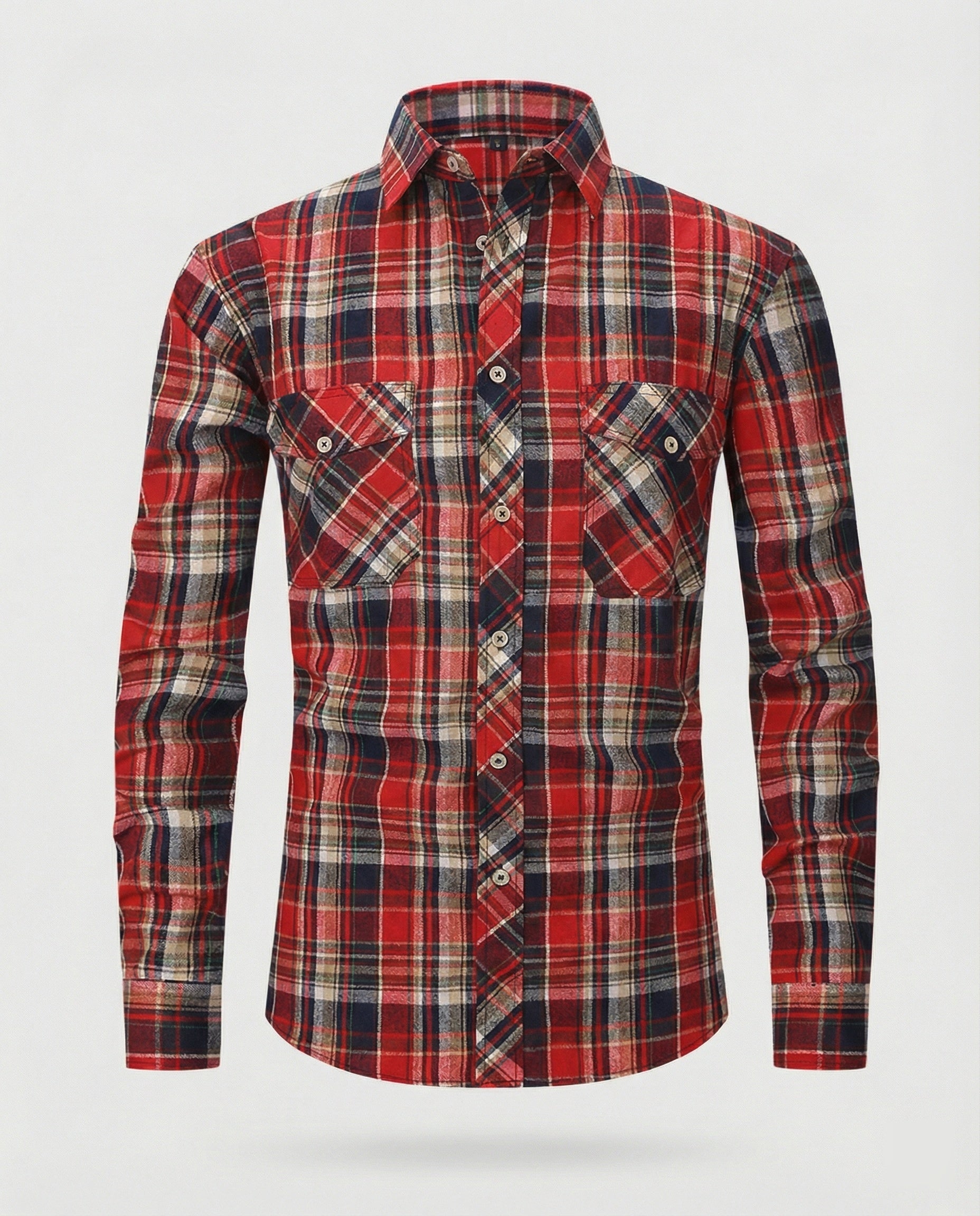 Men's Long Sleeve Shirt Checked with Kent Collar