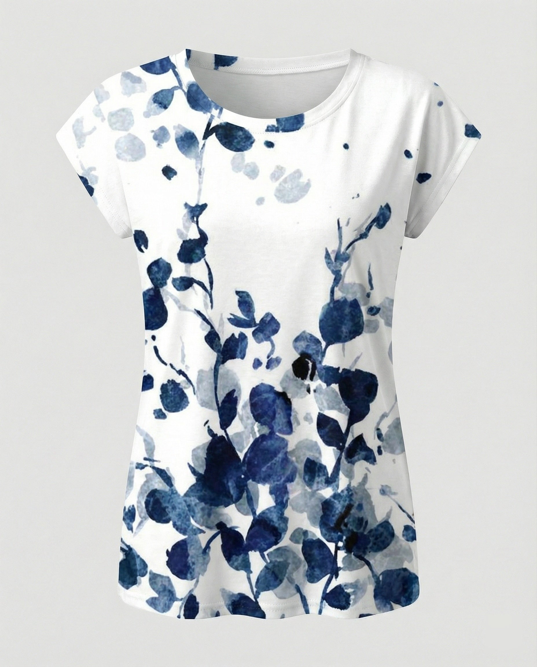 Watercolor Summer Blouse Women Asymmetric