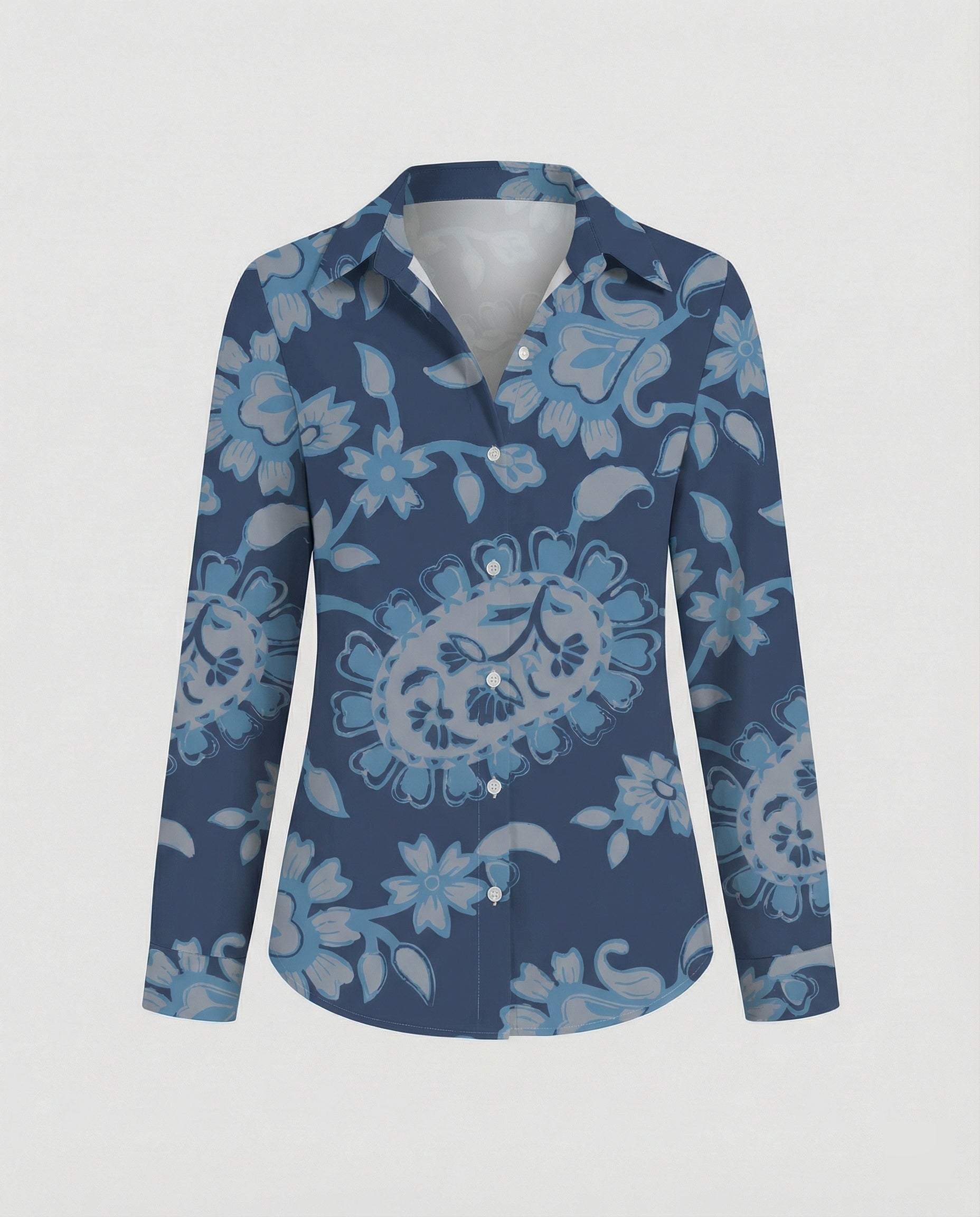 Shirt blouse silk look women floral
