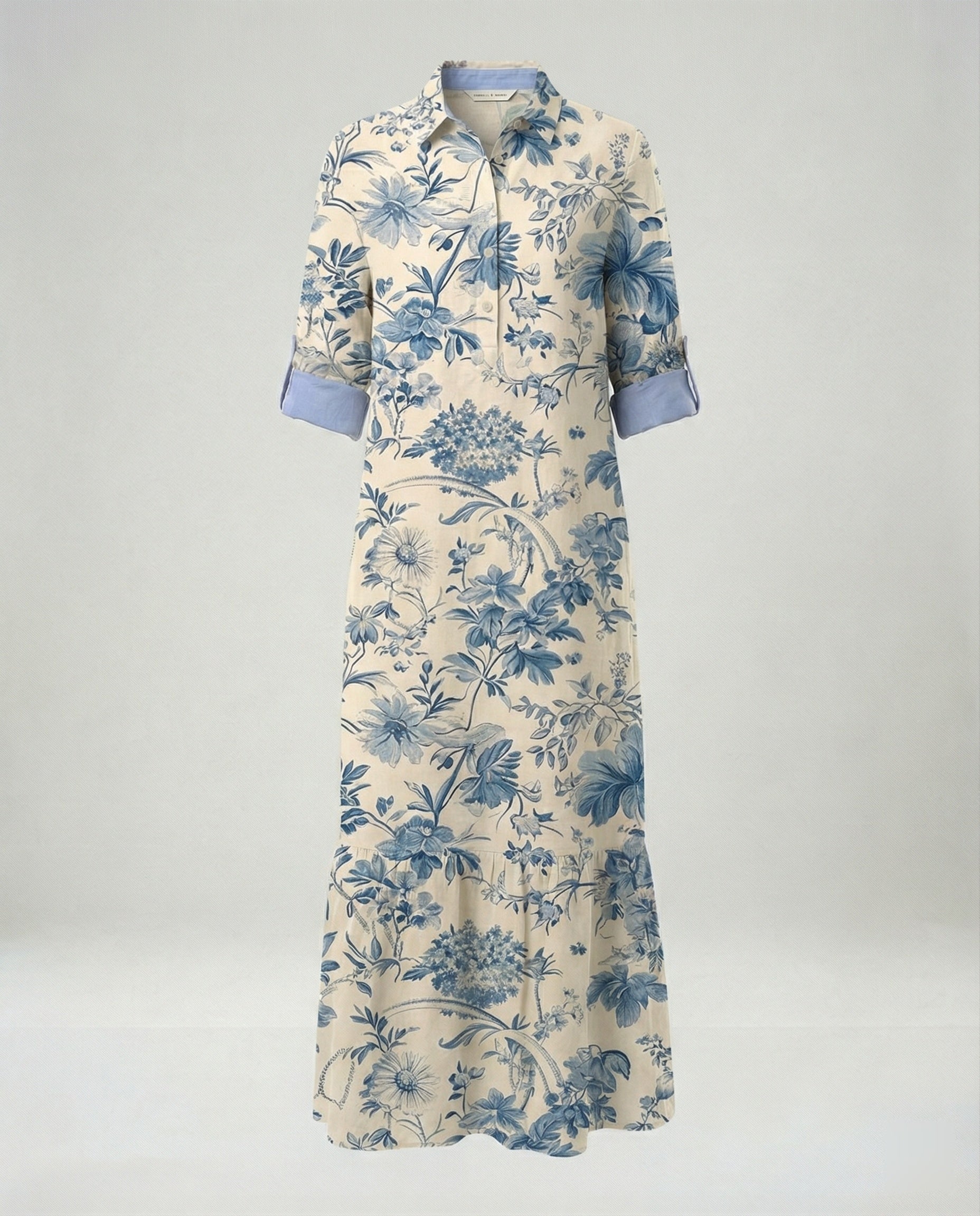 Ladies' shirt dress with ruffles