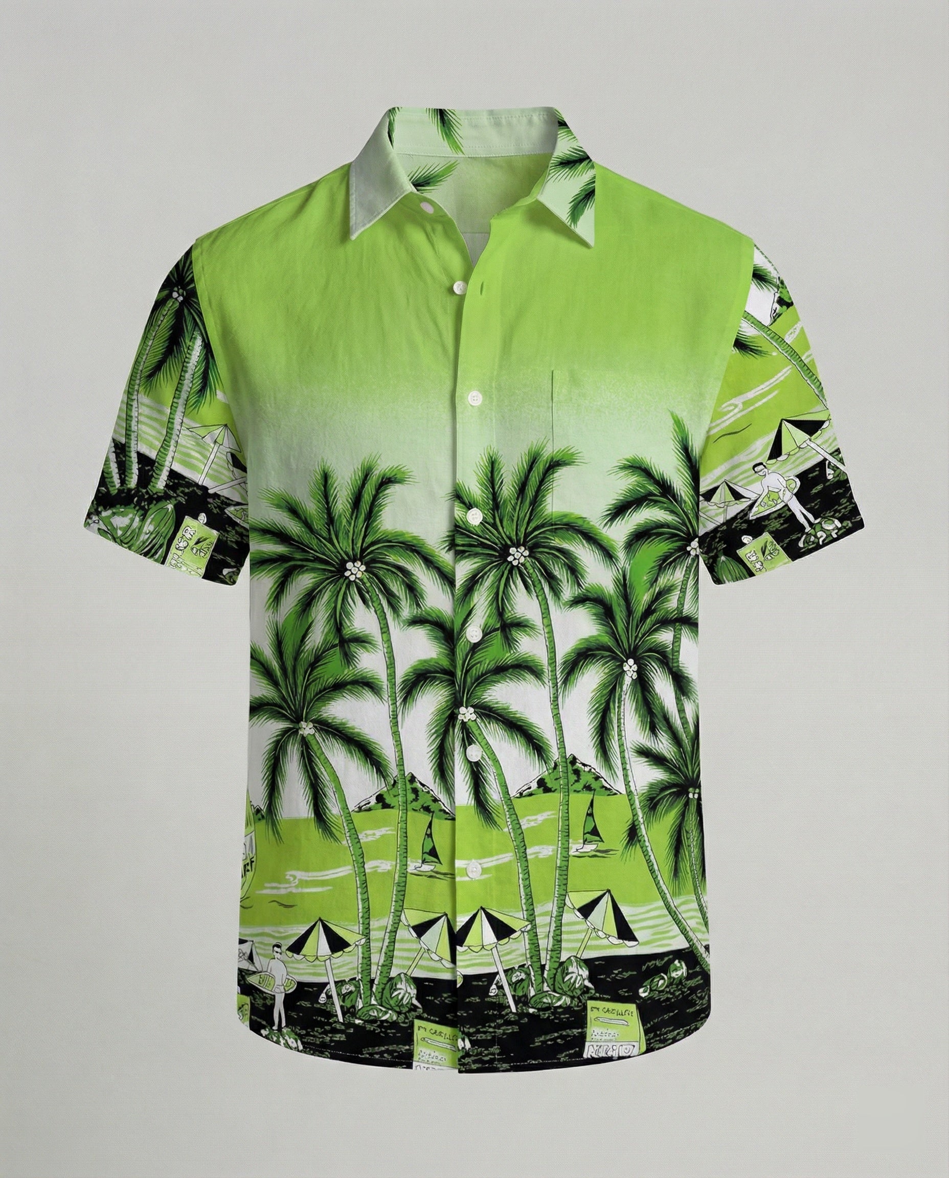 Short Sleeve Hawaii Shirt Men Palm Print